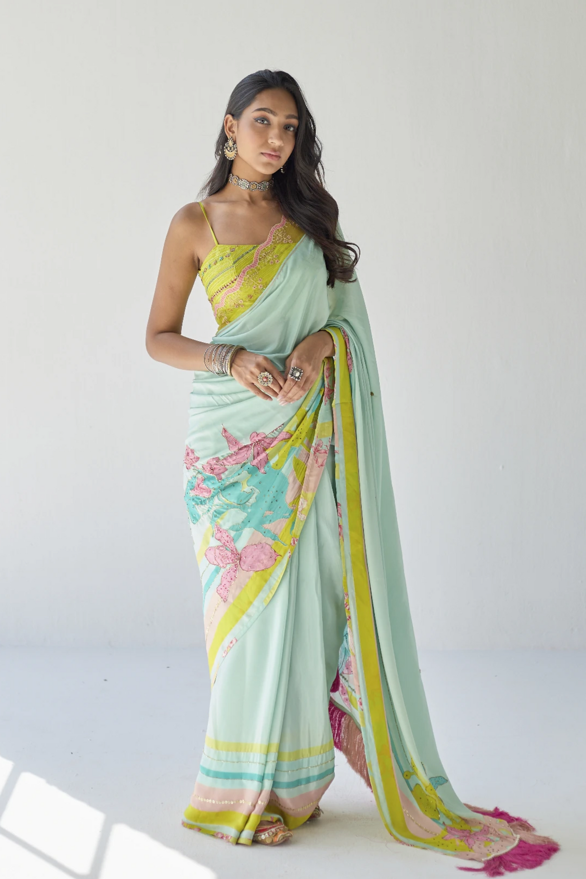 Powder Blue Orchid Sari