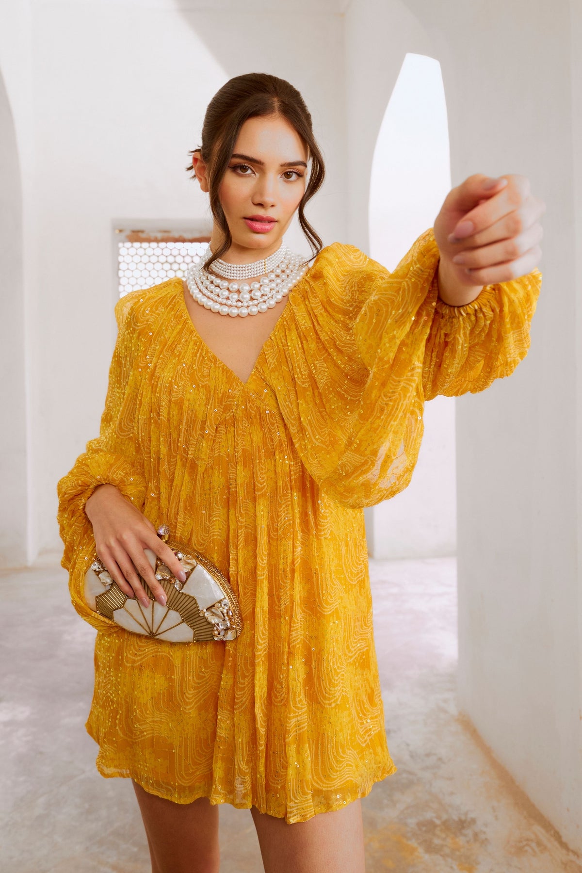 Marigold Yellow Jugnu Mini Dress