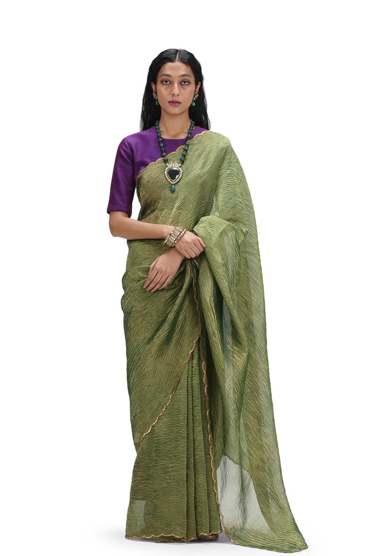 Satkirttih Olive Saree Set