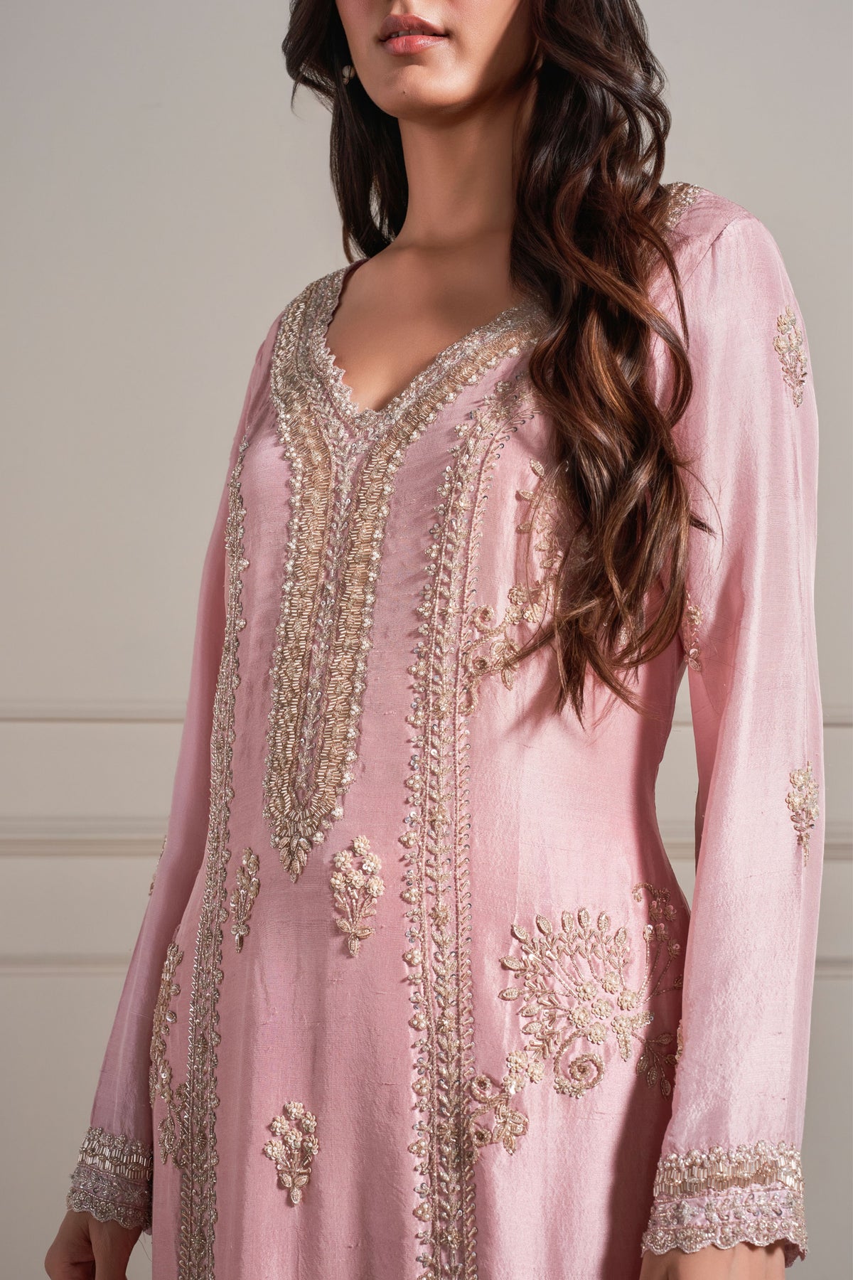 Baby Pink Embellished Kurta Set