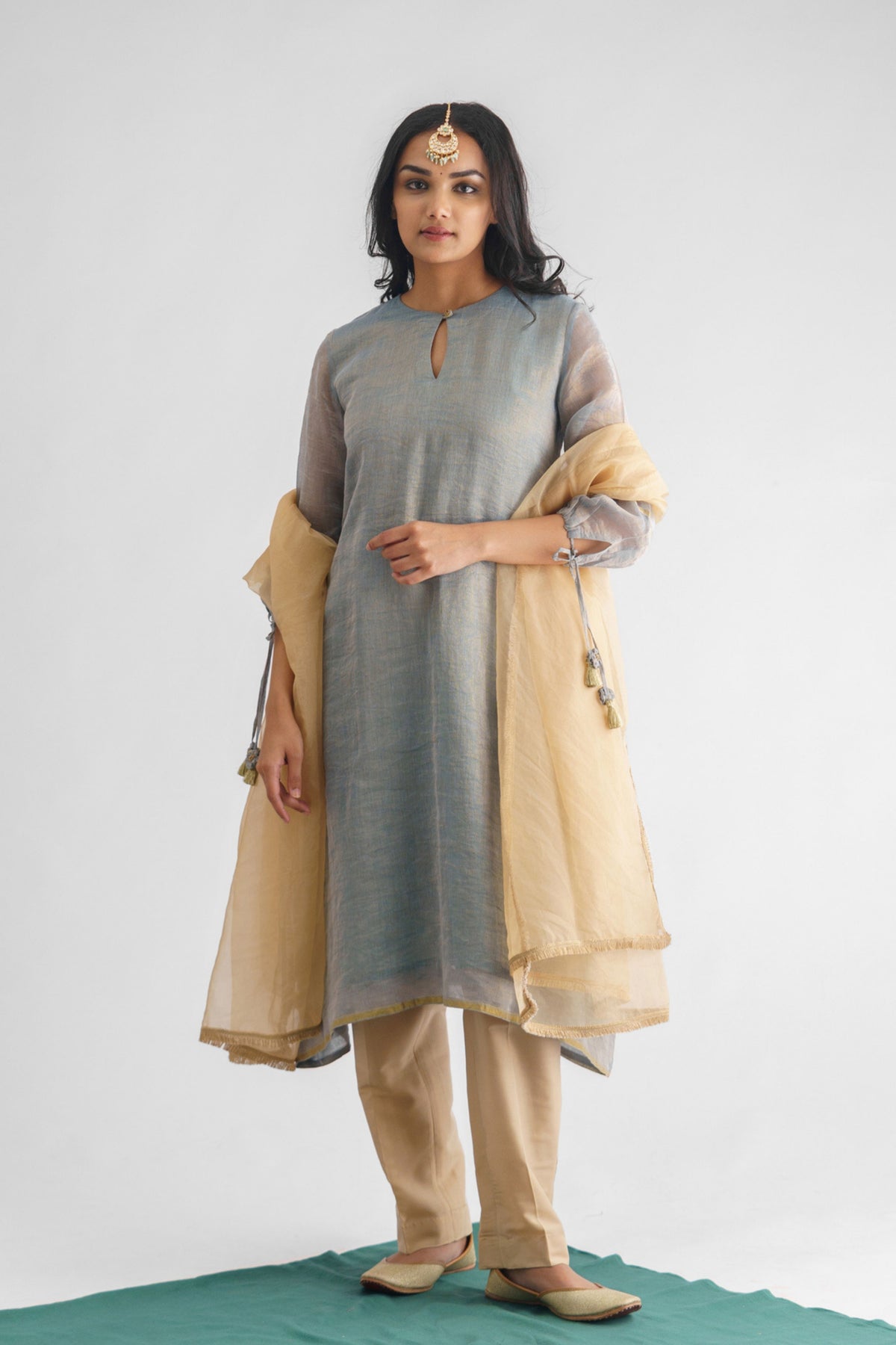 Powder Blue Zari Stripe Kurta