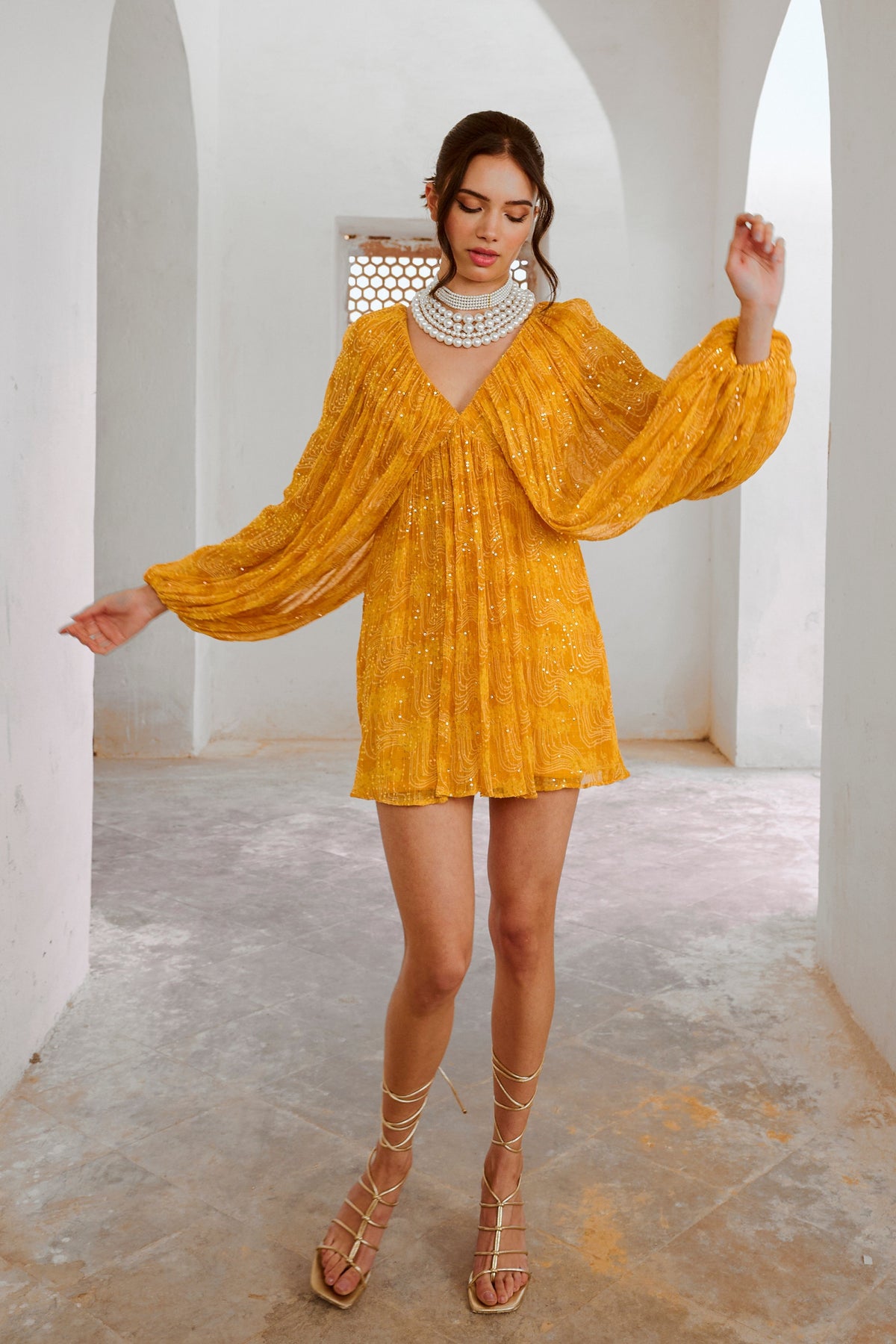 Marigold Yellow Jugnu Mini Dress