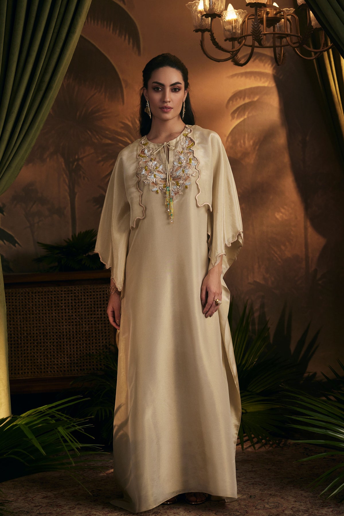 Champagne Gold Embroidery Kaftan