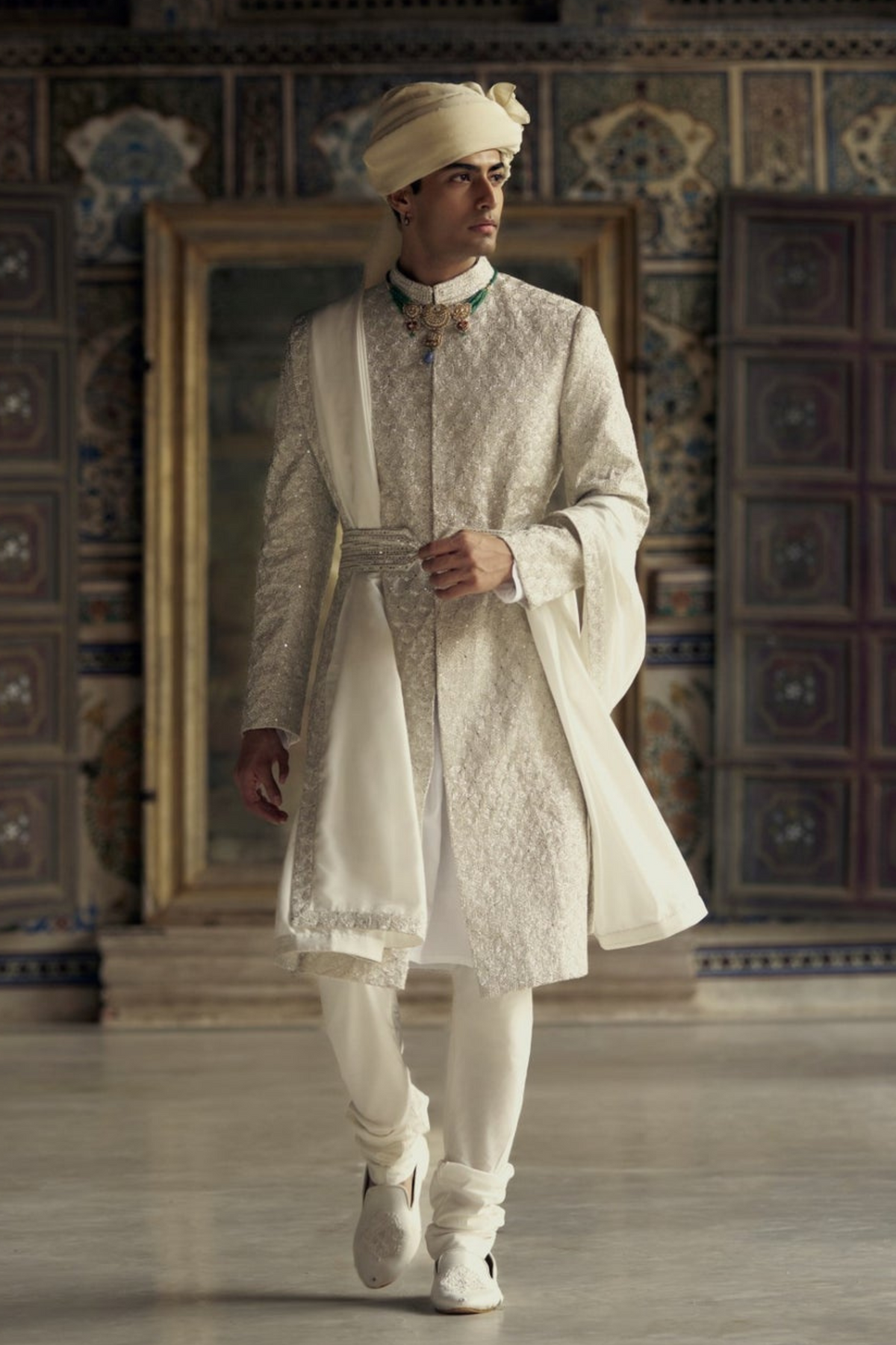 Raw Silk Sherwani Set