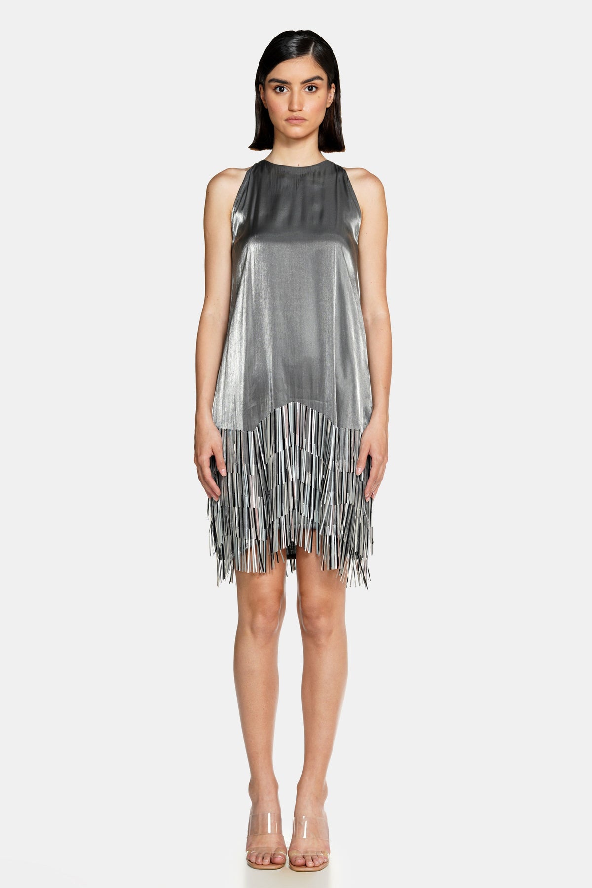 Metallic Fringe Mini Dress