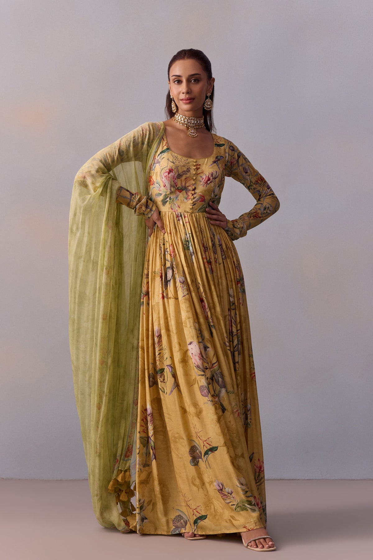 Lemon Yellow Pavika Anarkali Set