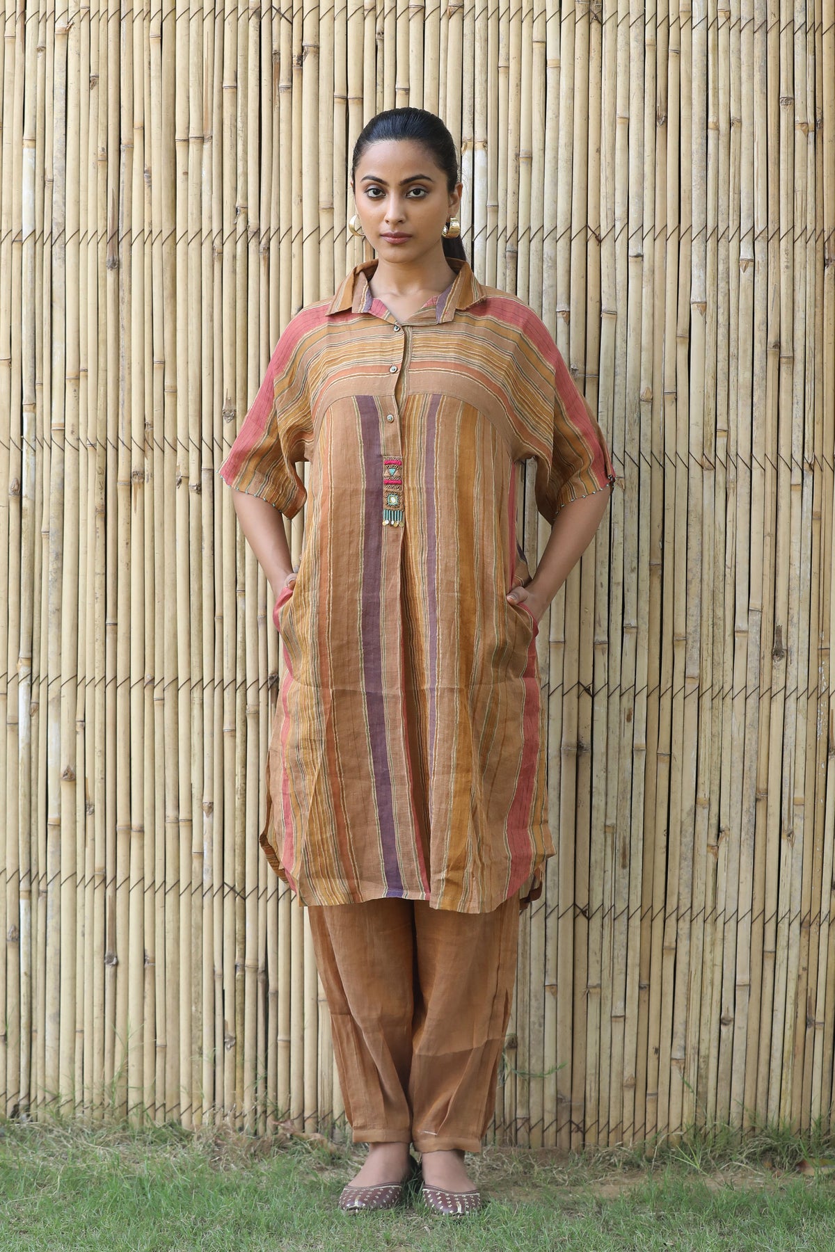 Chikoo Gold Shirt Tunic Set