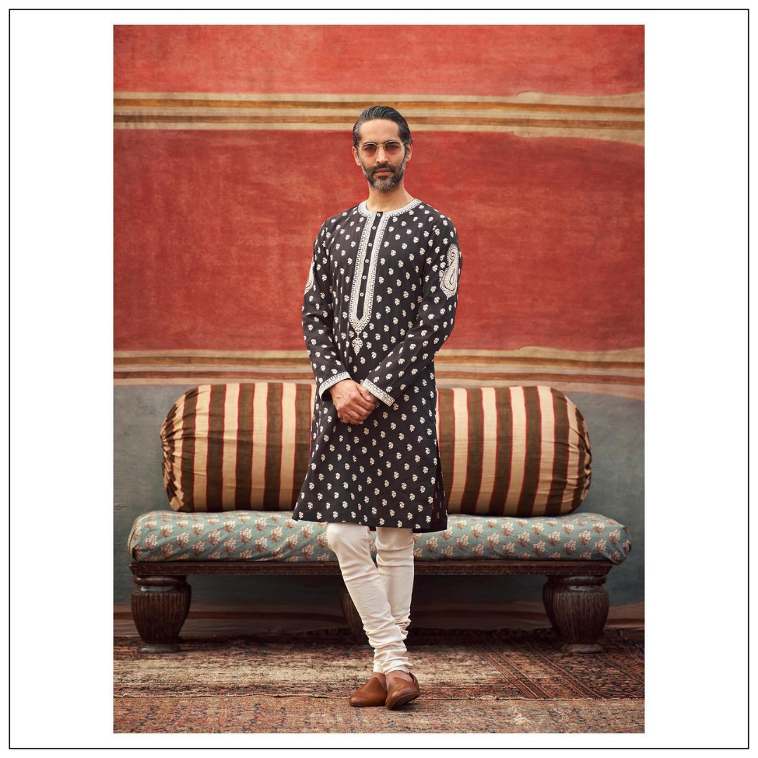 Black Embroidered Kurta Churidar