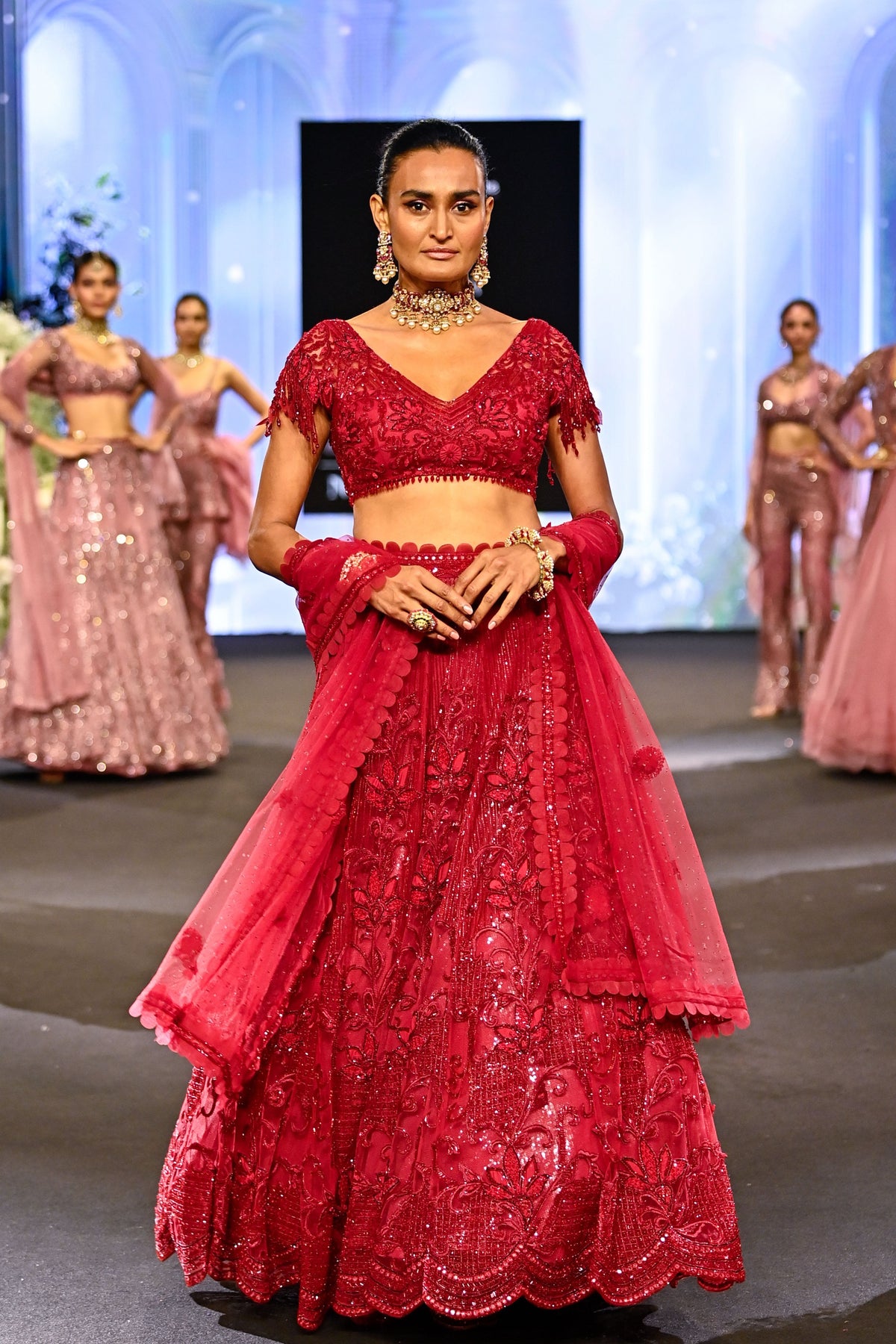 Ruby Red Lehenga Set