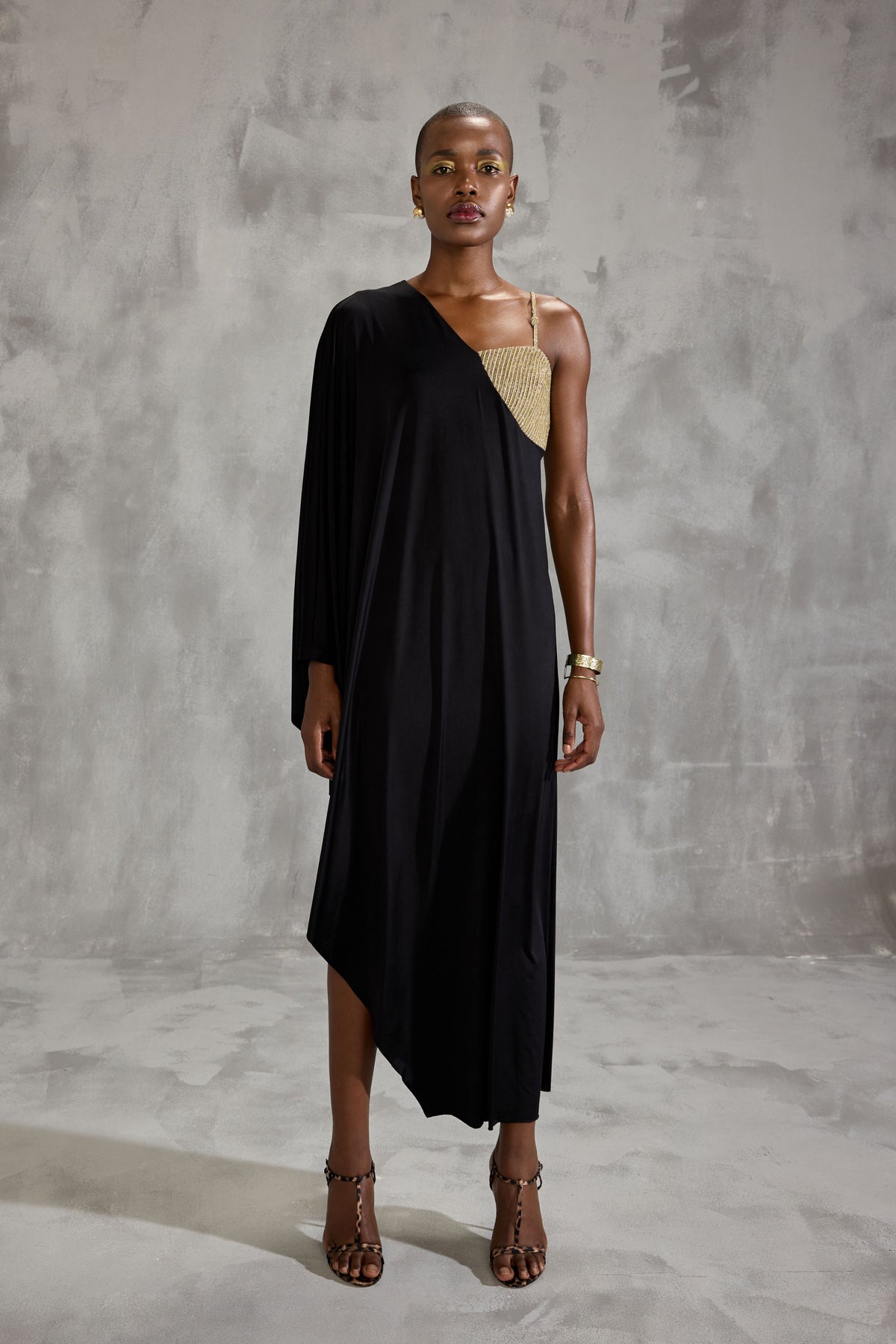 Gleam Sultry Asymetric Drape Dress