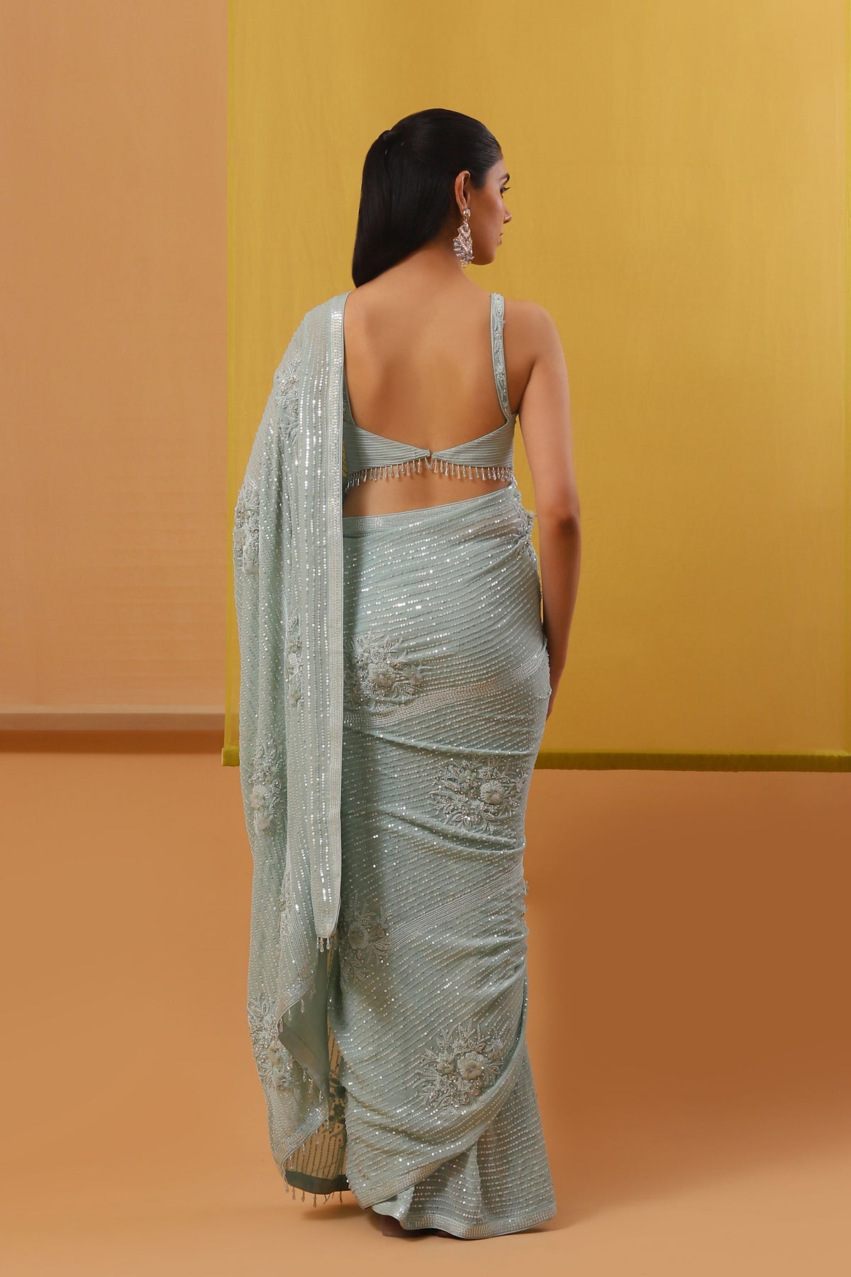 Pale Turquoise Alina Saree Set