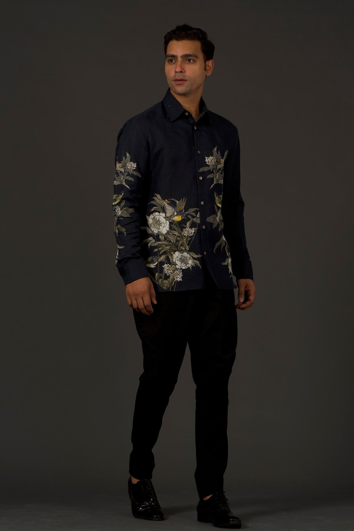 Black Floral Printed Shirt