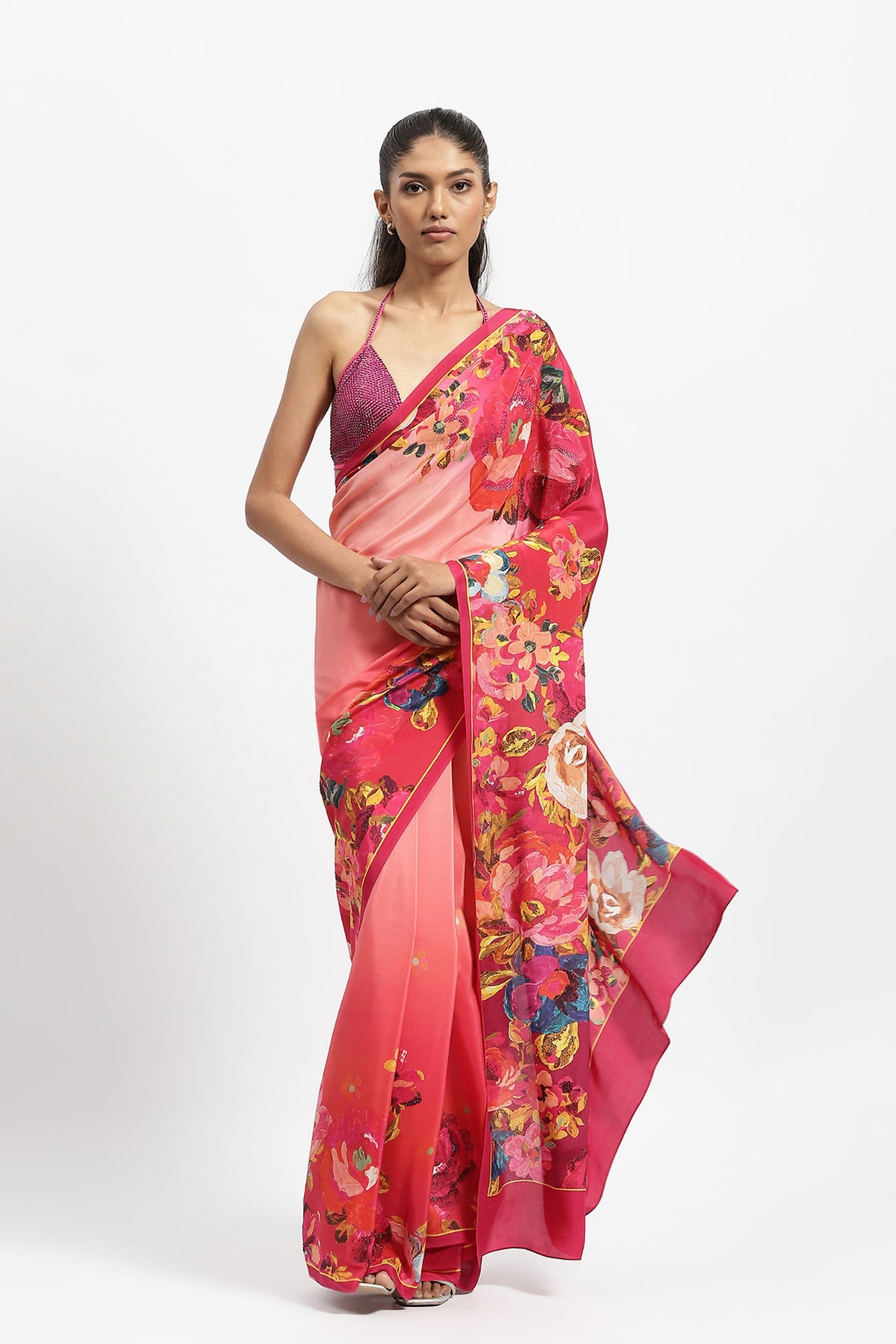 Peach Embellished Saree