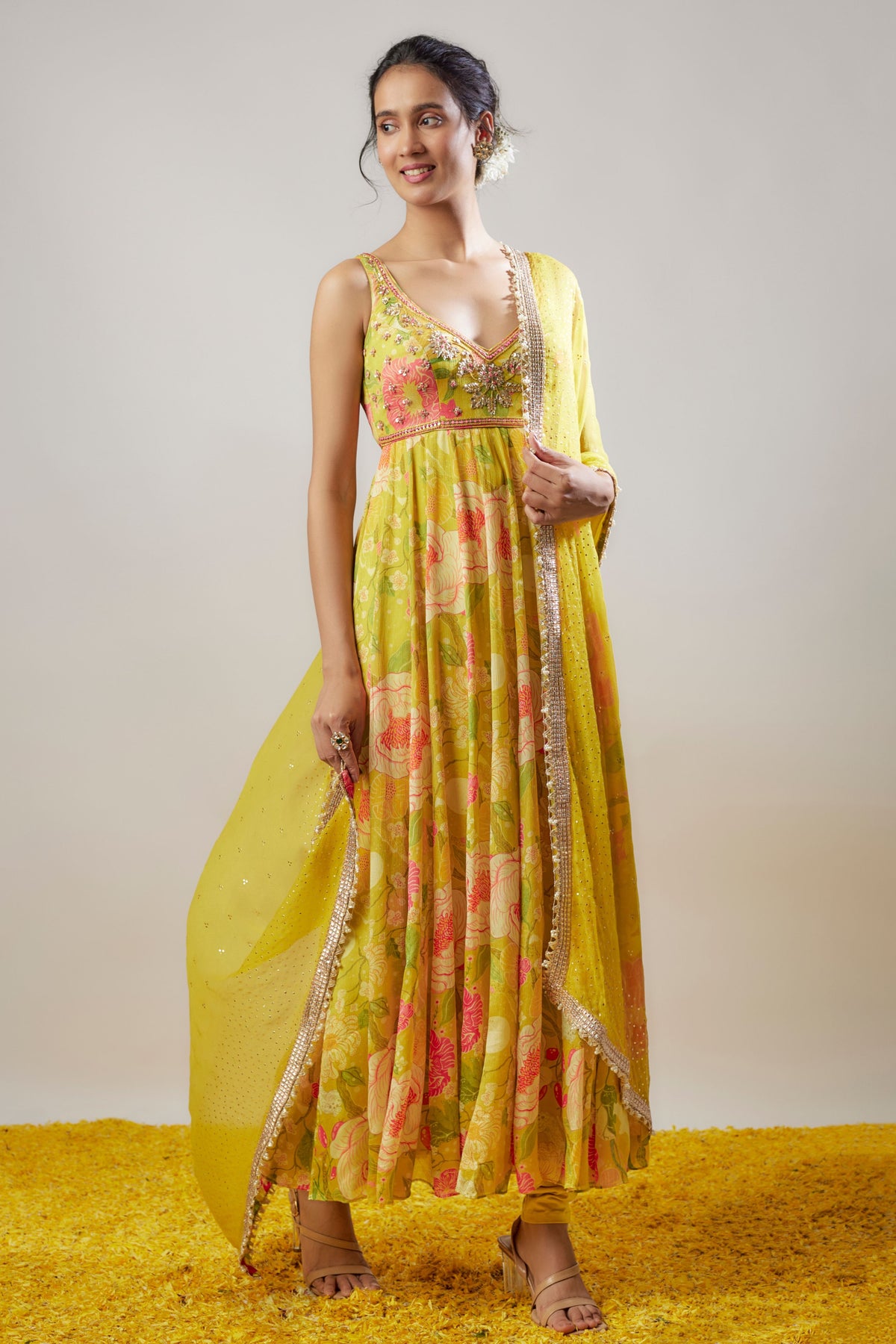 Kavita Yellow Anarkali Set