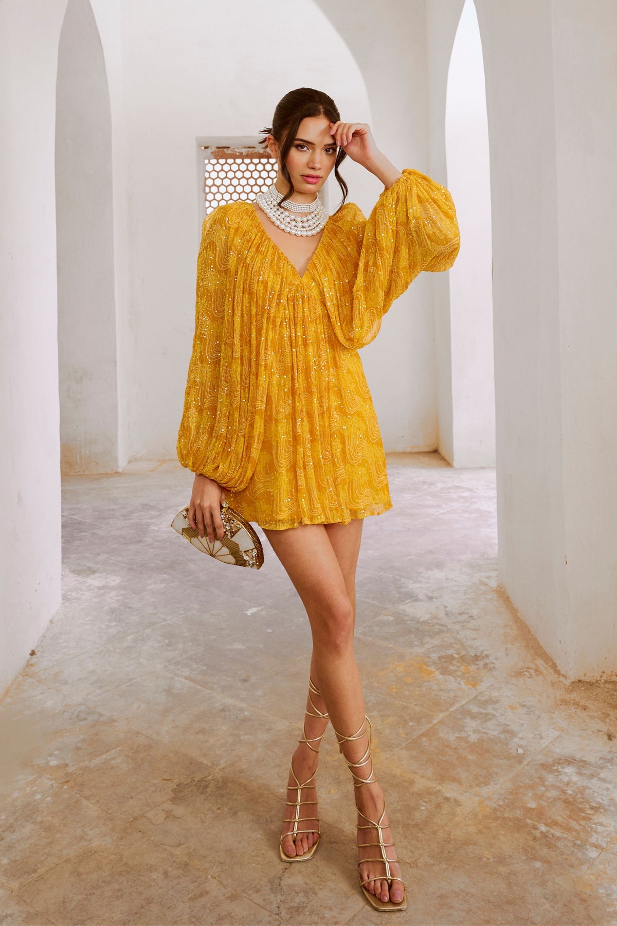 Marigold Yellow Jugnu Mini Dress