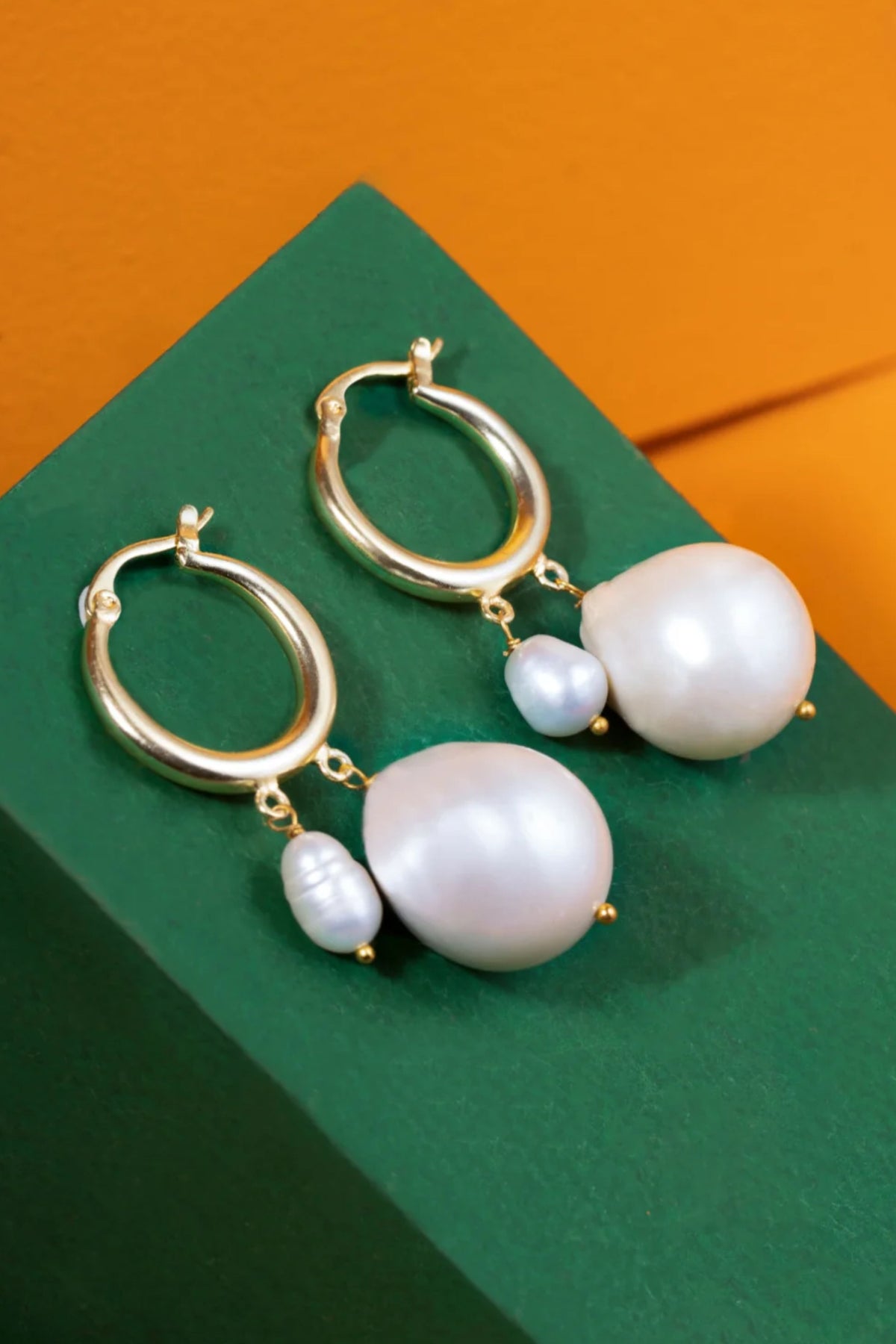 Rice &amp; Baroque Hoops Earrings