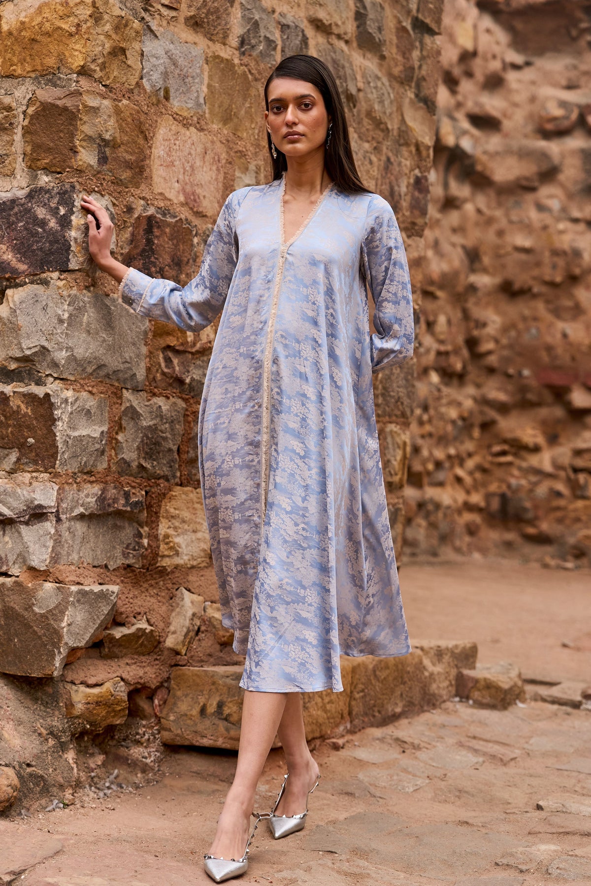 A-line Patterned Shirt Dress