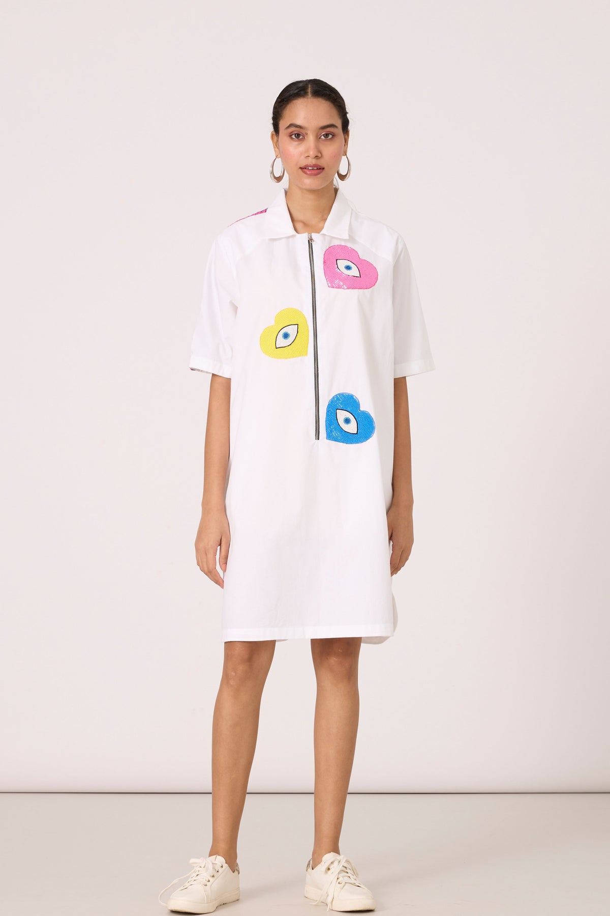 Maddox Applique Bright White Dress