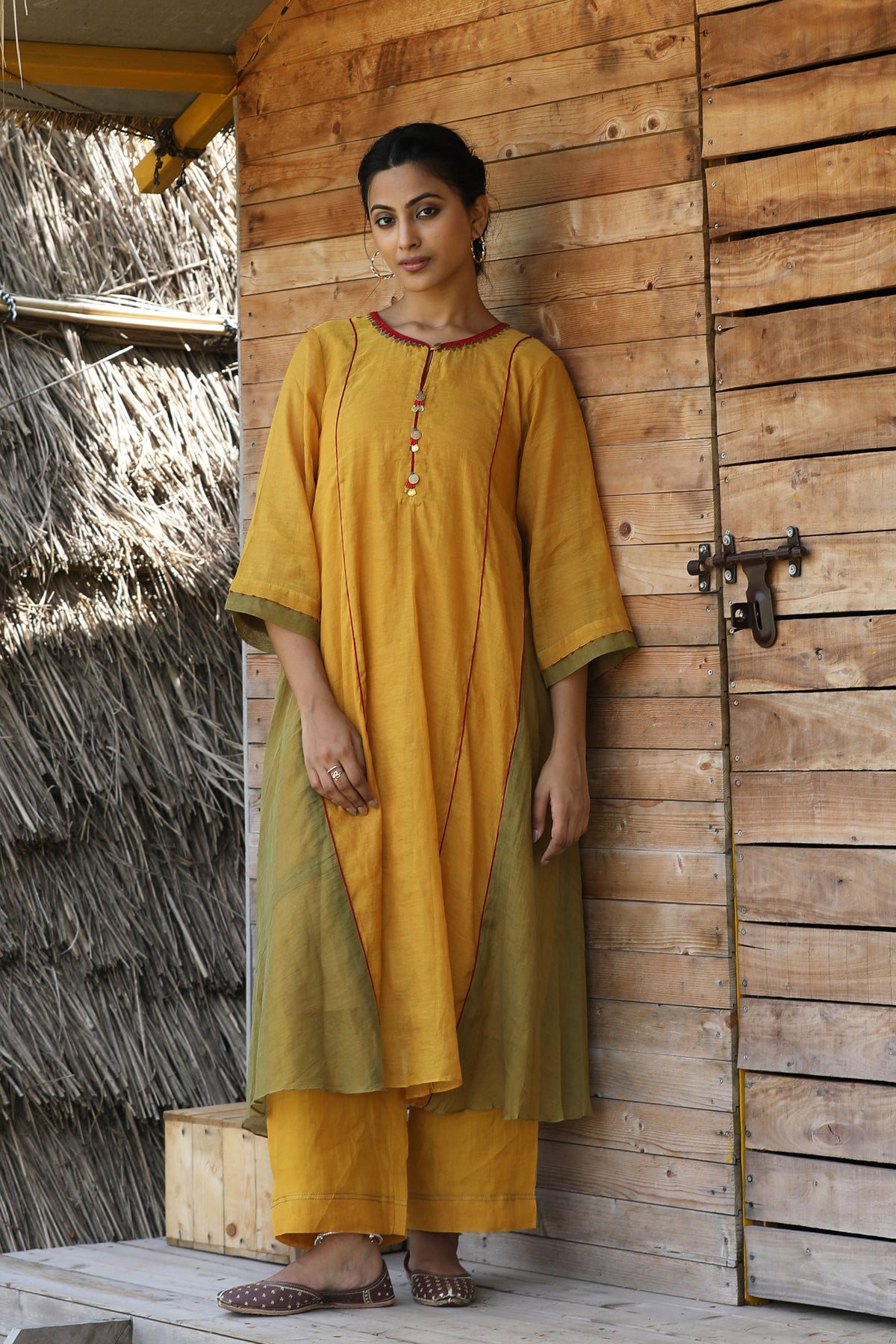 Yellow And Green Kurta Set