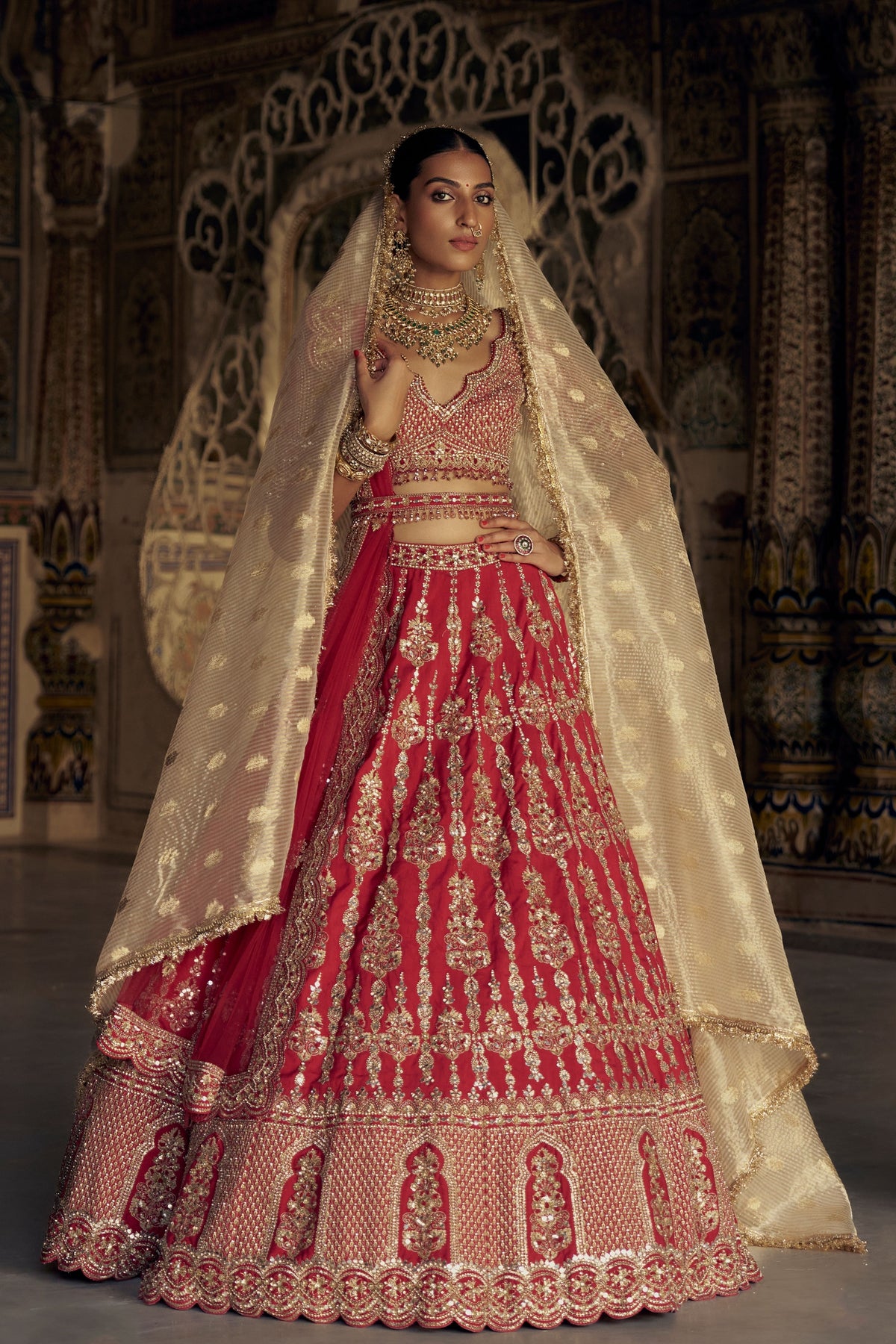 Blood Red Lehenga Choli Set