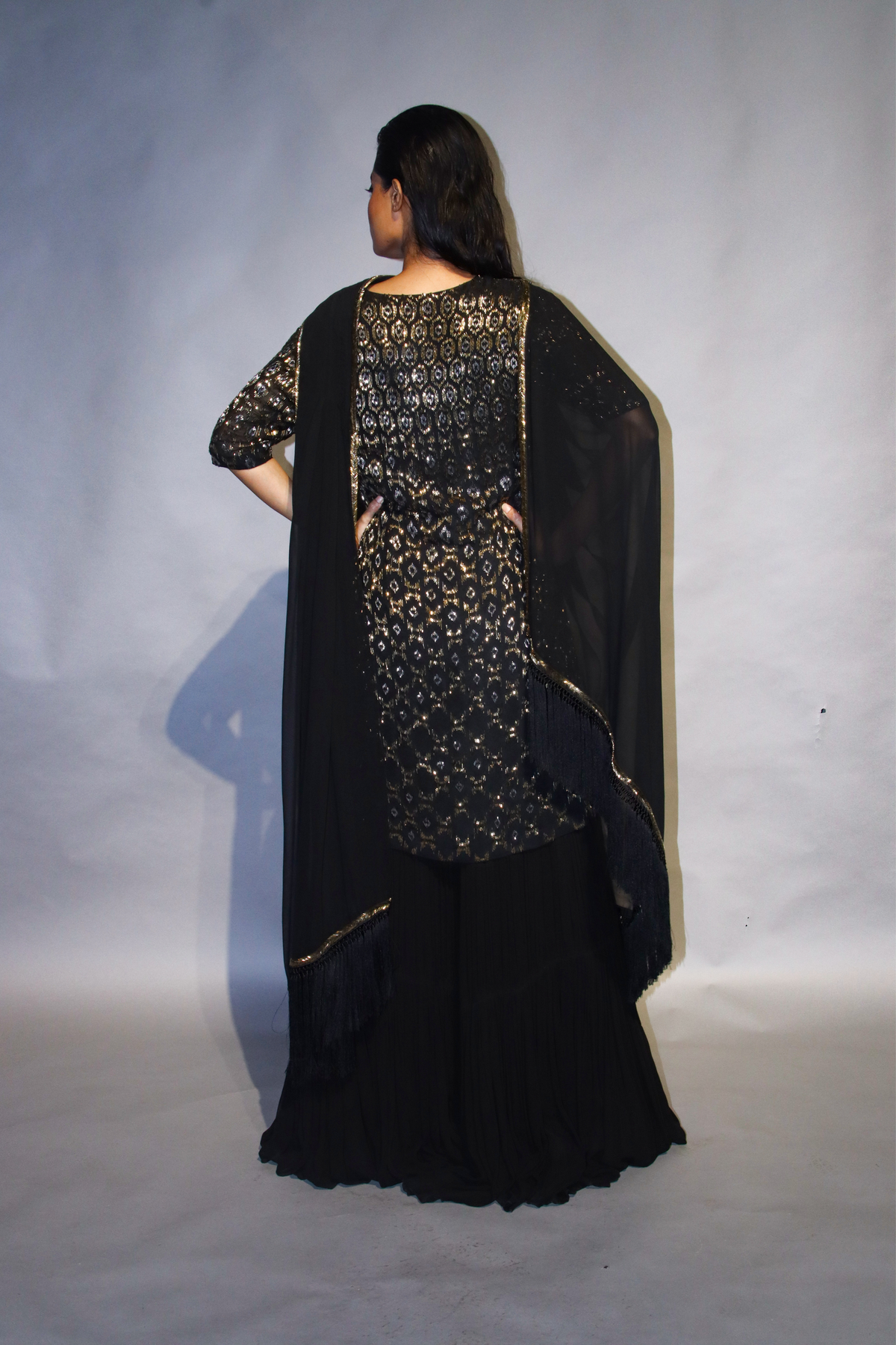 Black Chirag Sharara Set