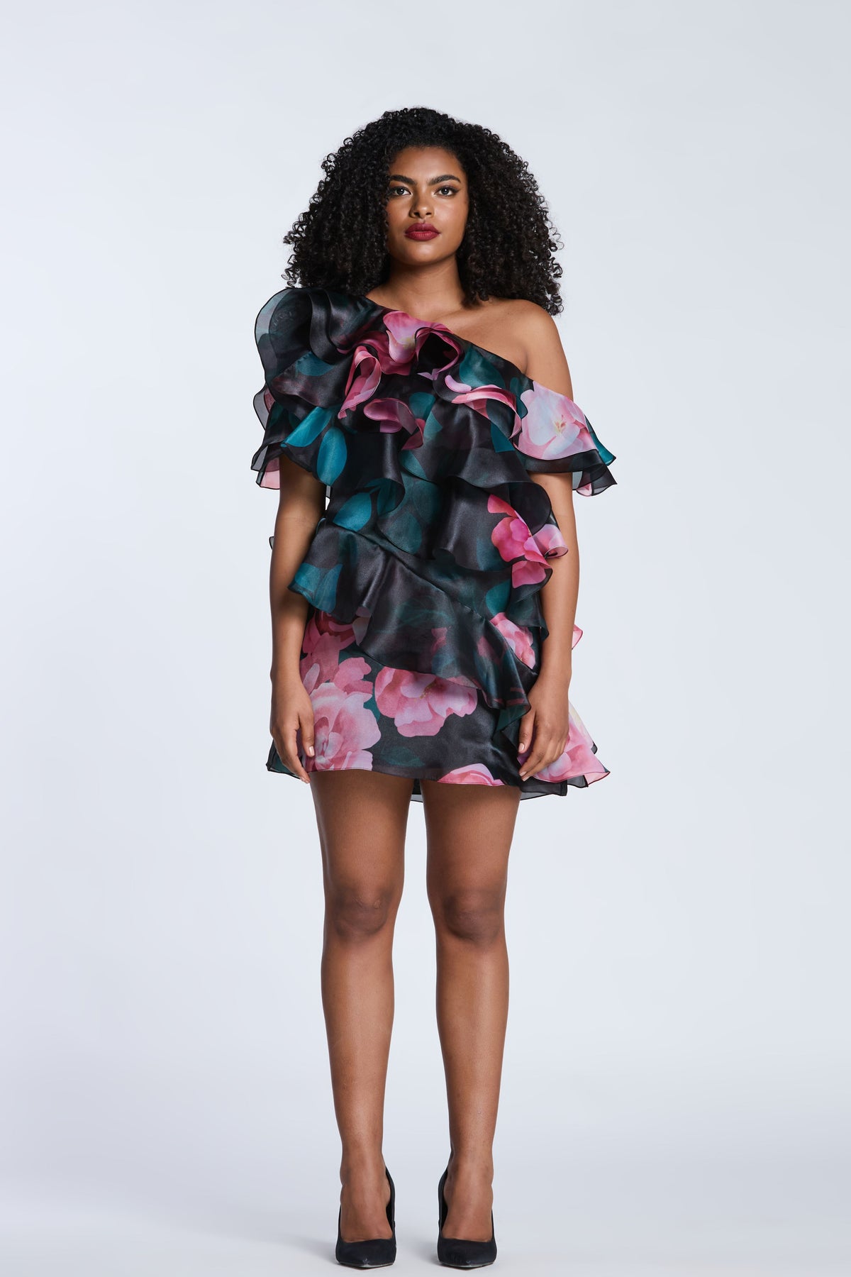 Big Pink Rose Print Dress