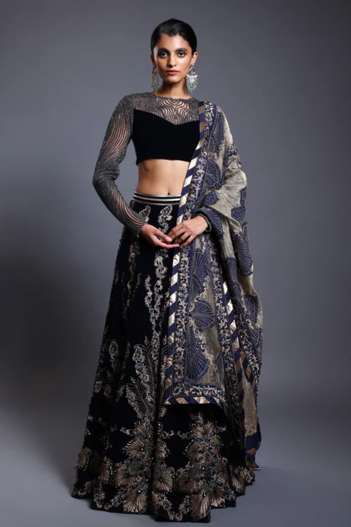 Navy Lehenga Set