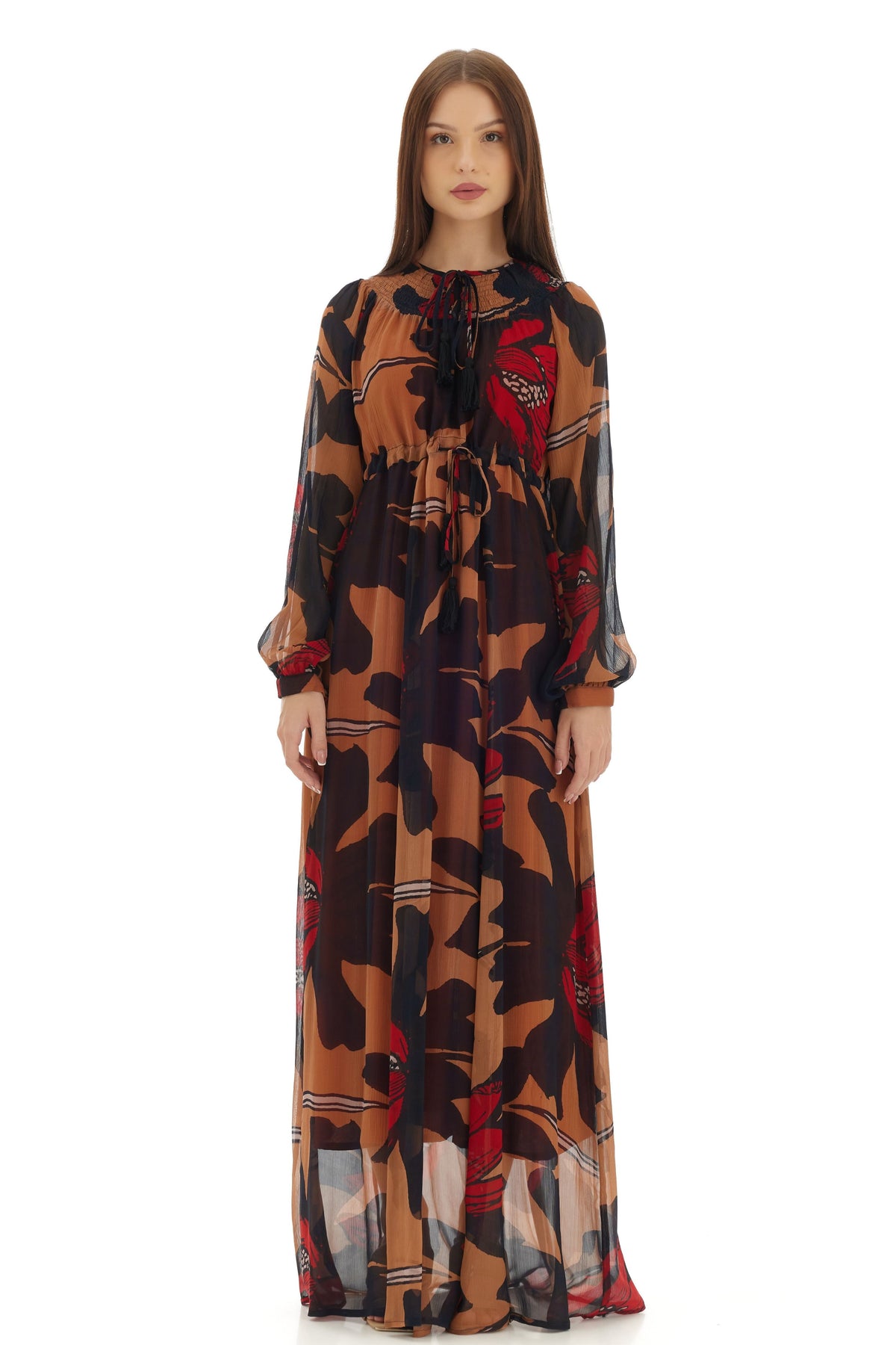 Orange and Brown Kaftan Dress