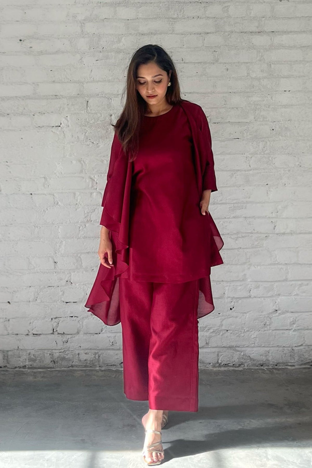 Burgundy Jacket Set