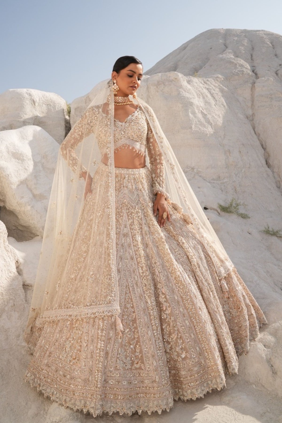 Ivory Gold Embellished Lehenga Set