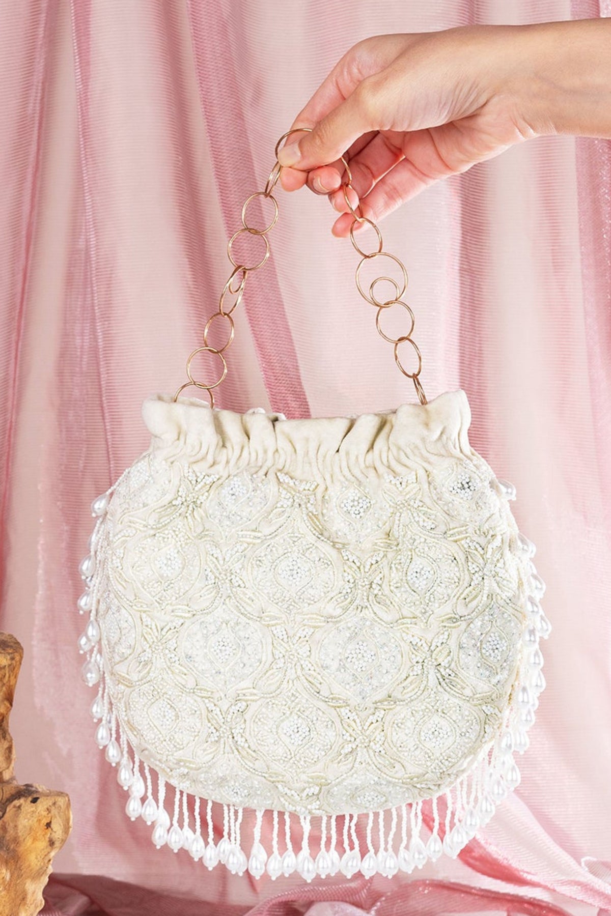 Motiya ivory potli bag