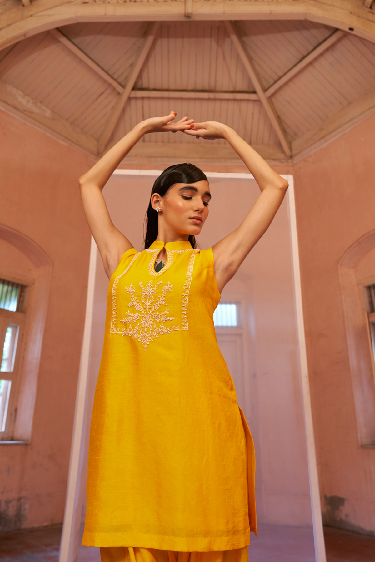 Sunshine Yellow Kurta With Tulip Pants