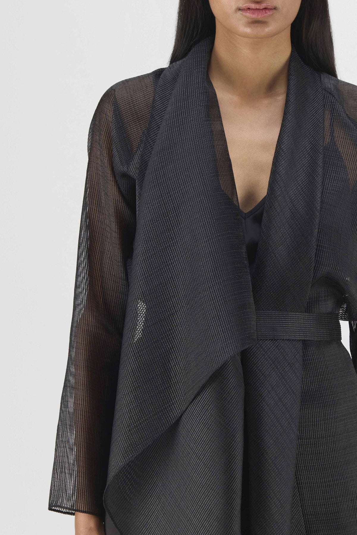 Black Draped Wrap Shirt