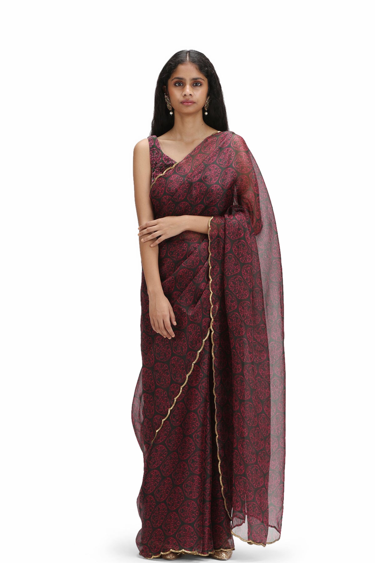 Lopamudra Printed Fuchsia Saree Set