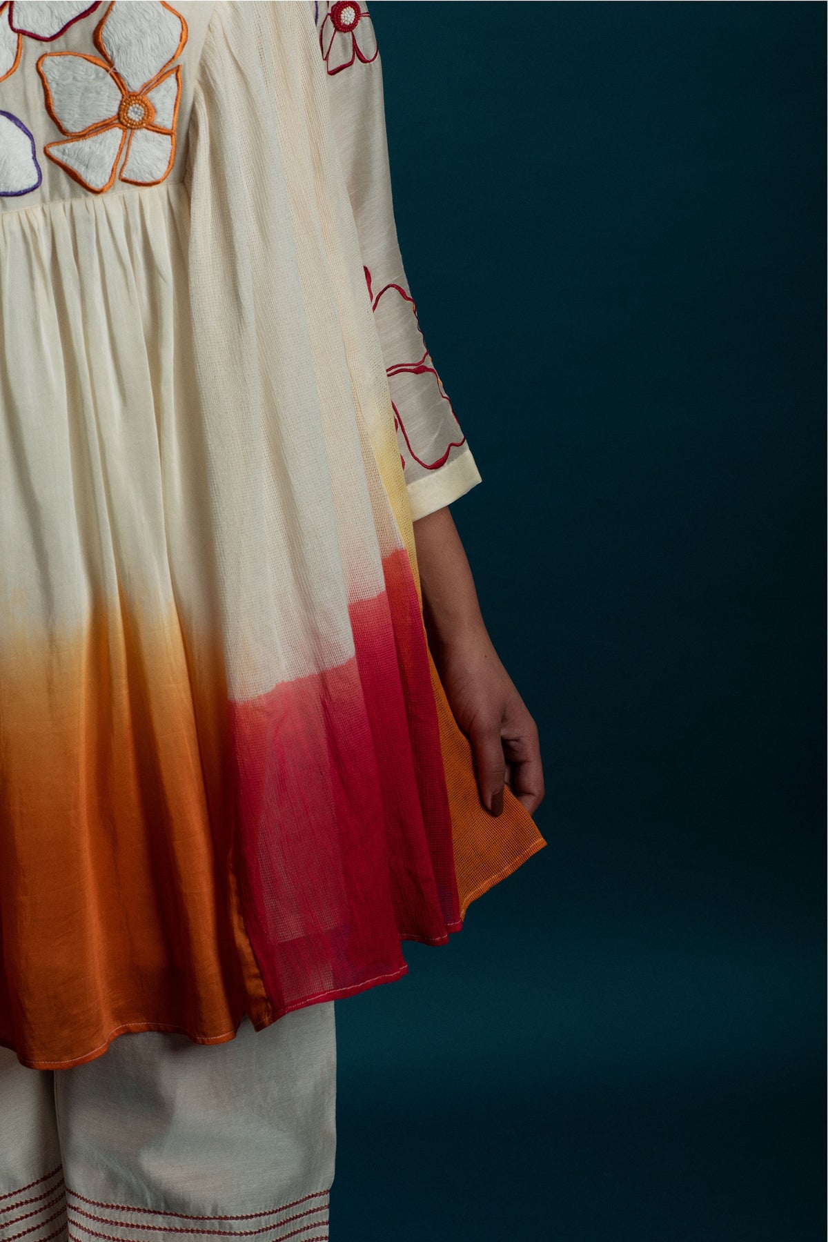 Saffron And Off White Tunic