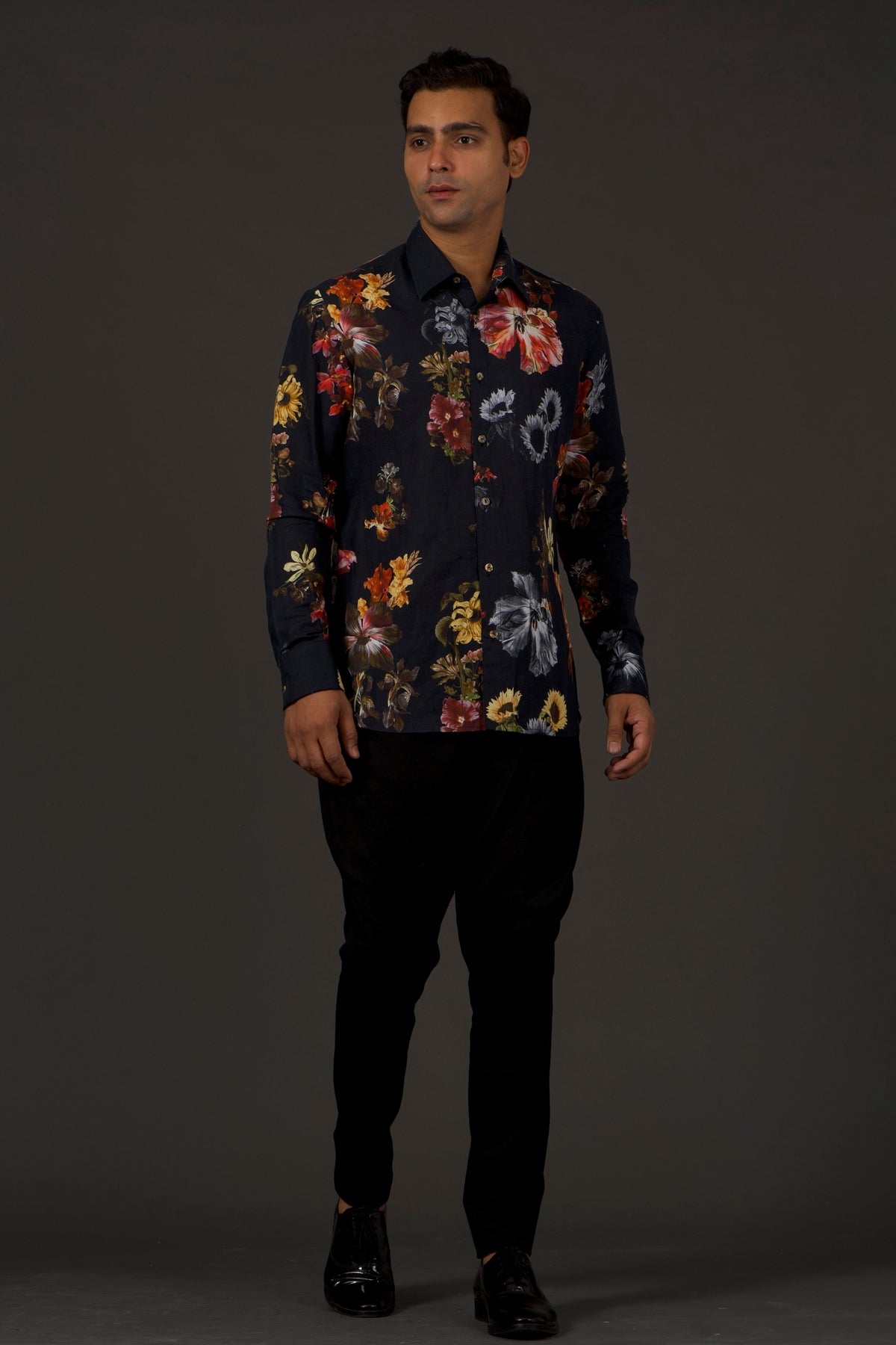 Black Floral Printed Shirt