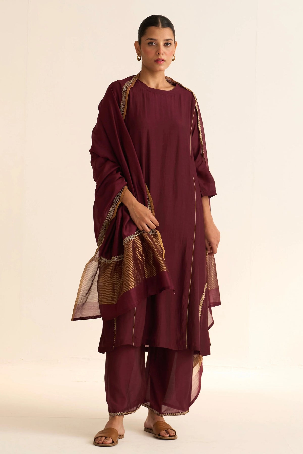 Mridini Deep Wine Kurta Set