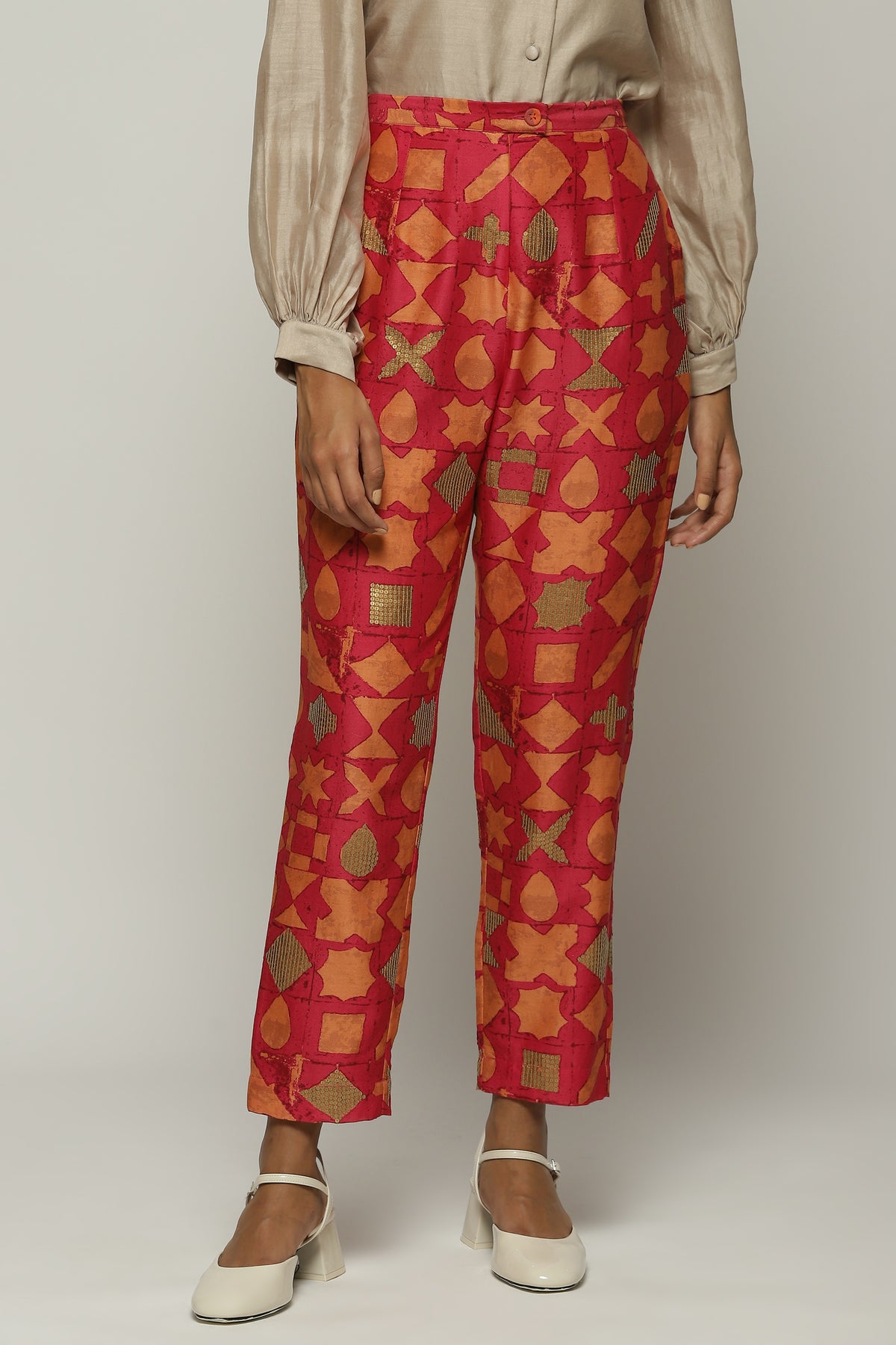 Symbol Print And Sequins Trouser