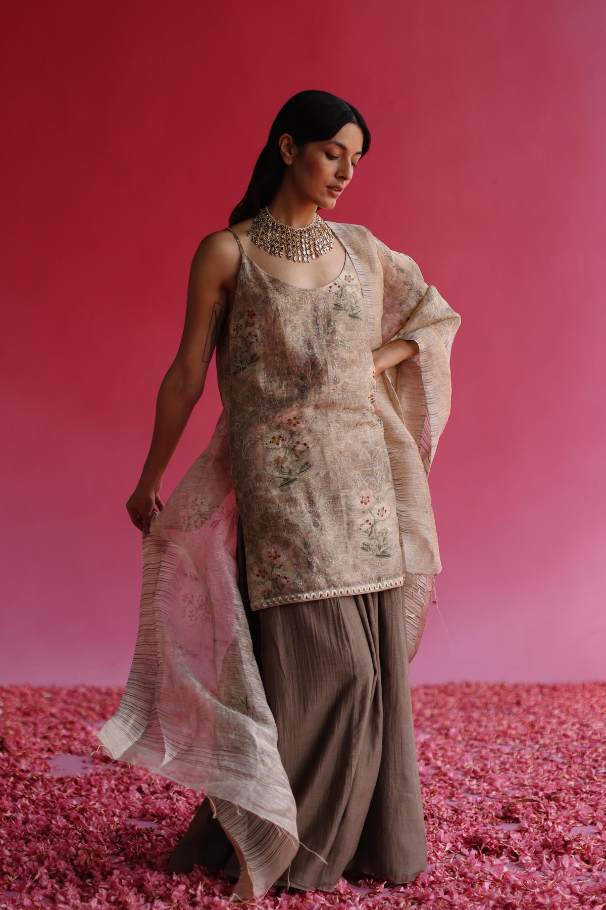 Nanda Grey Sharara Set