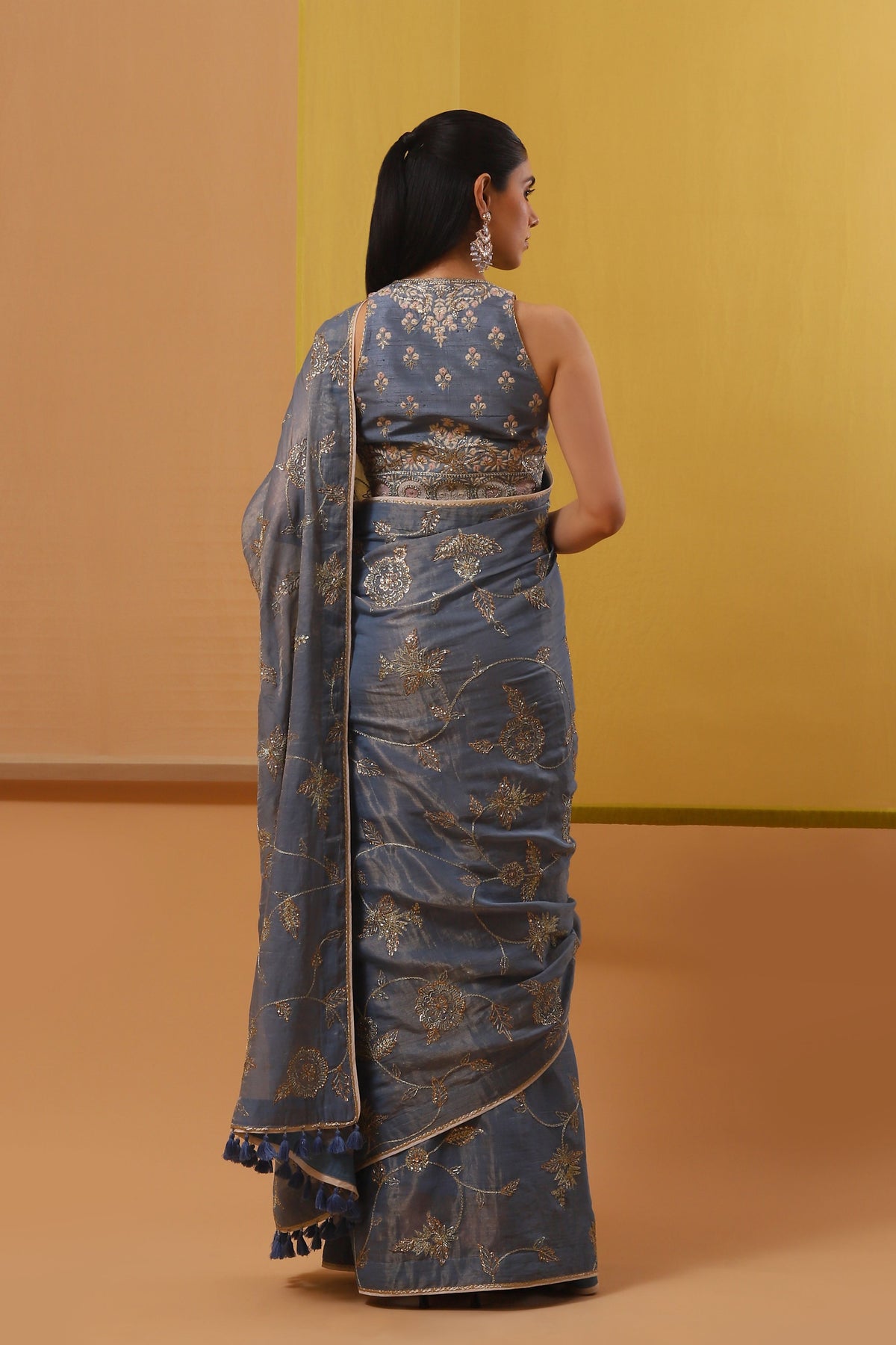 Blue Afifa Saree Set