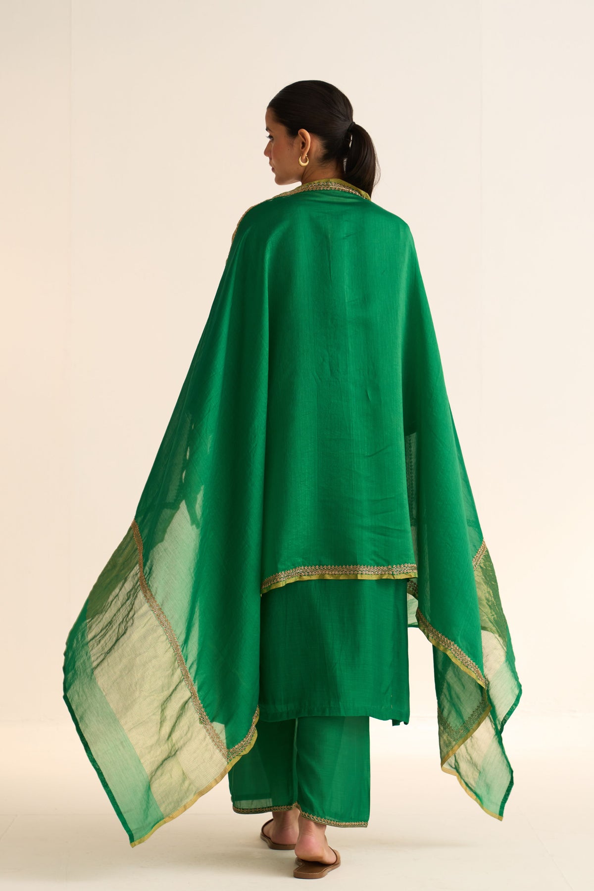 Mridini Green Chanderi Dupatta