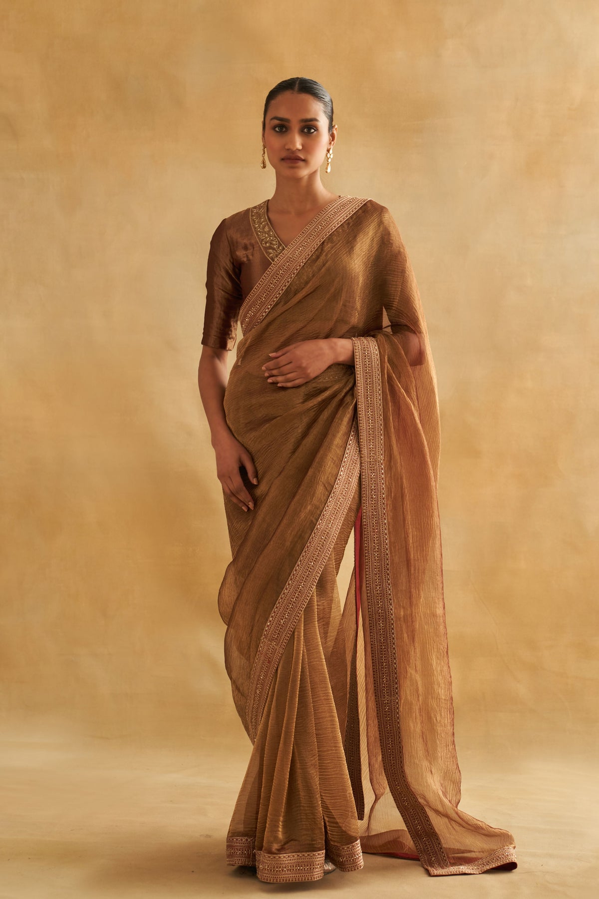 Wine-antique Saree Set