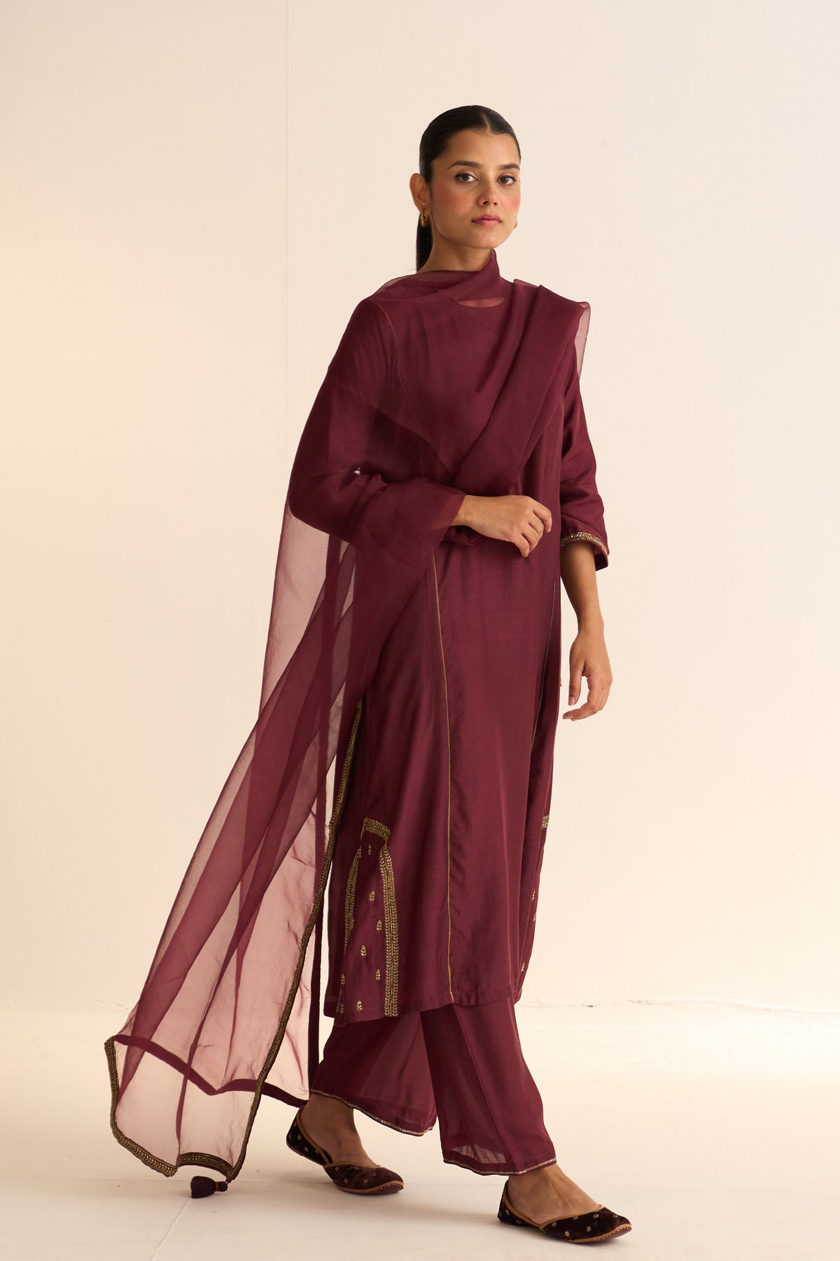 Kumud Deep Wine Kurta Set