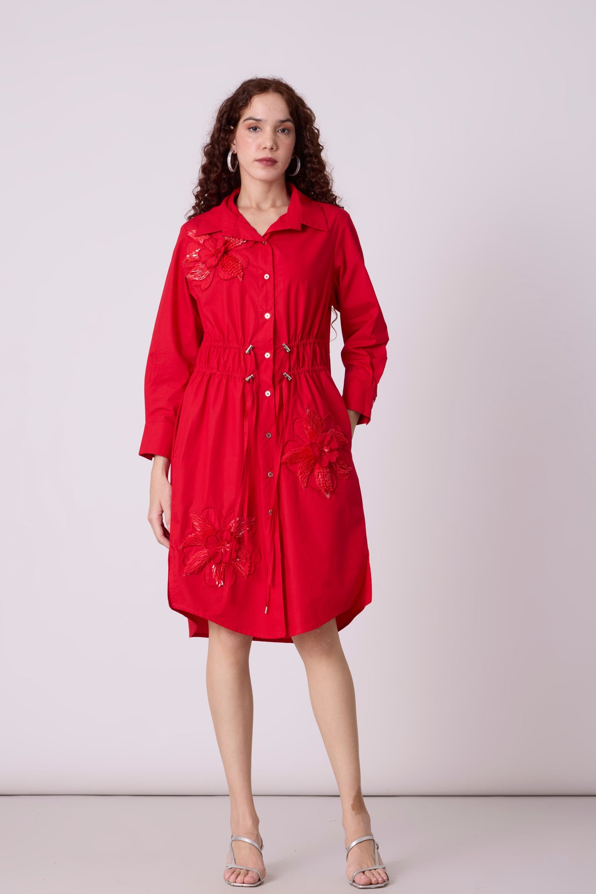 Miles Applique Paprika Red Dress