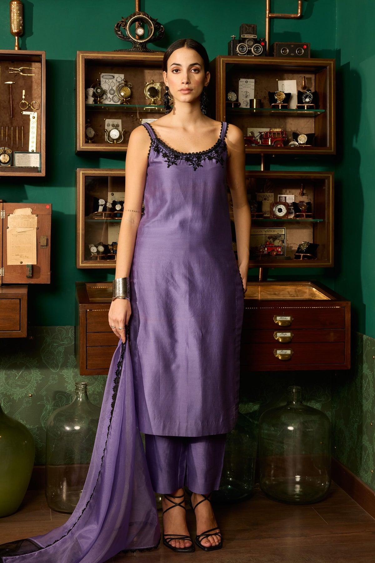 Purple Embroidered Kurta Set