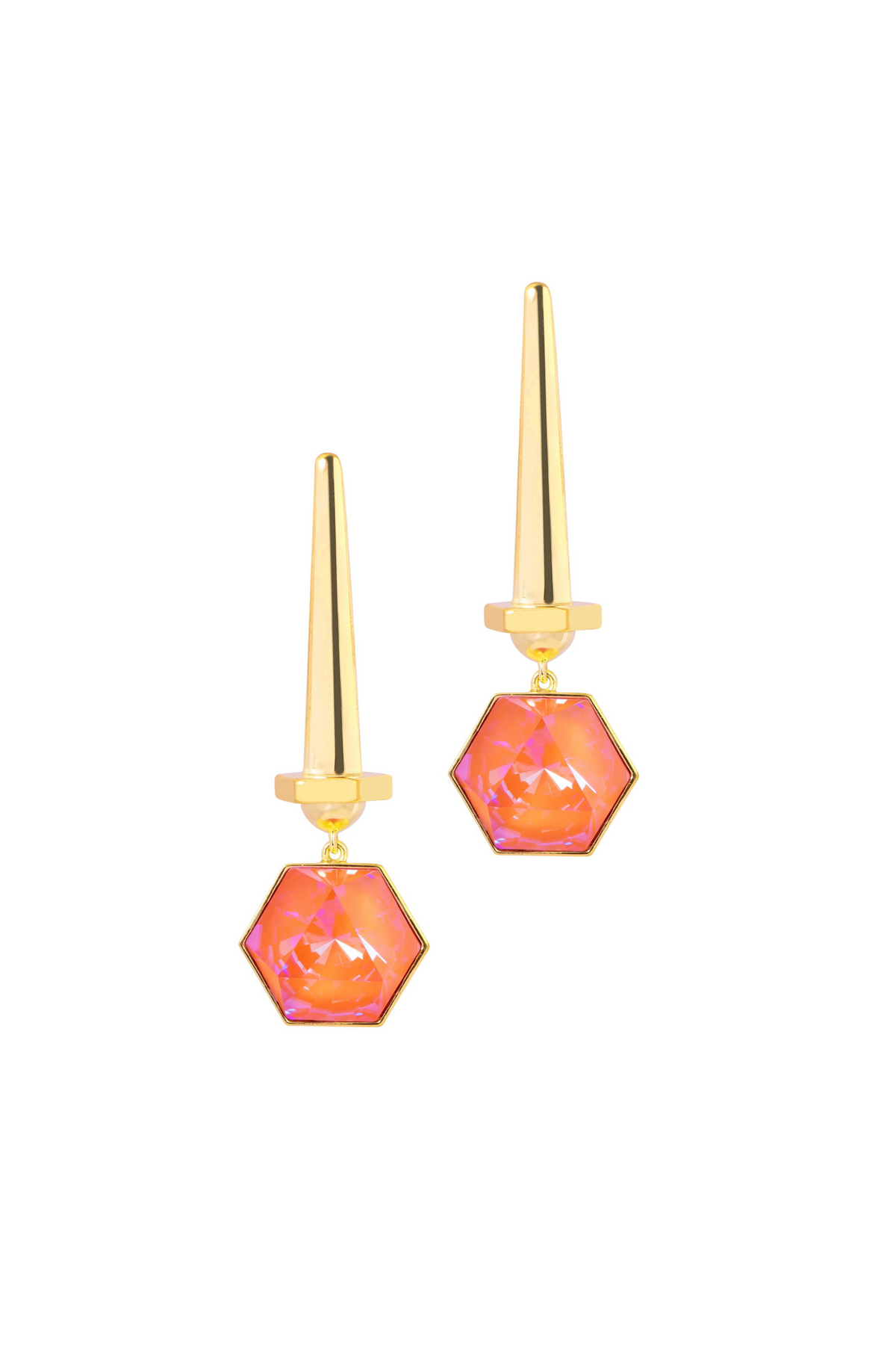 Hexa Crystal Earring - Orange Dawn