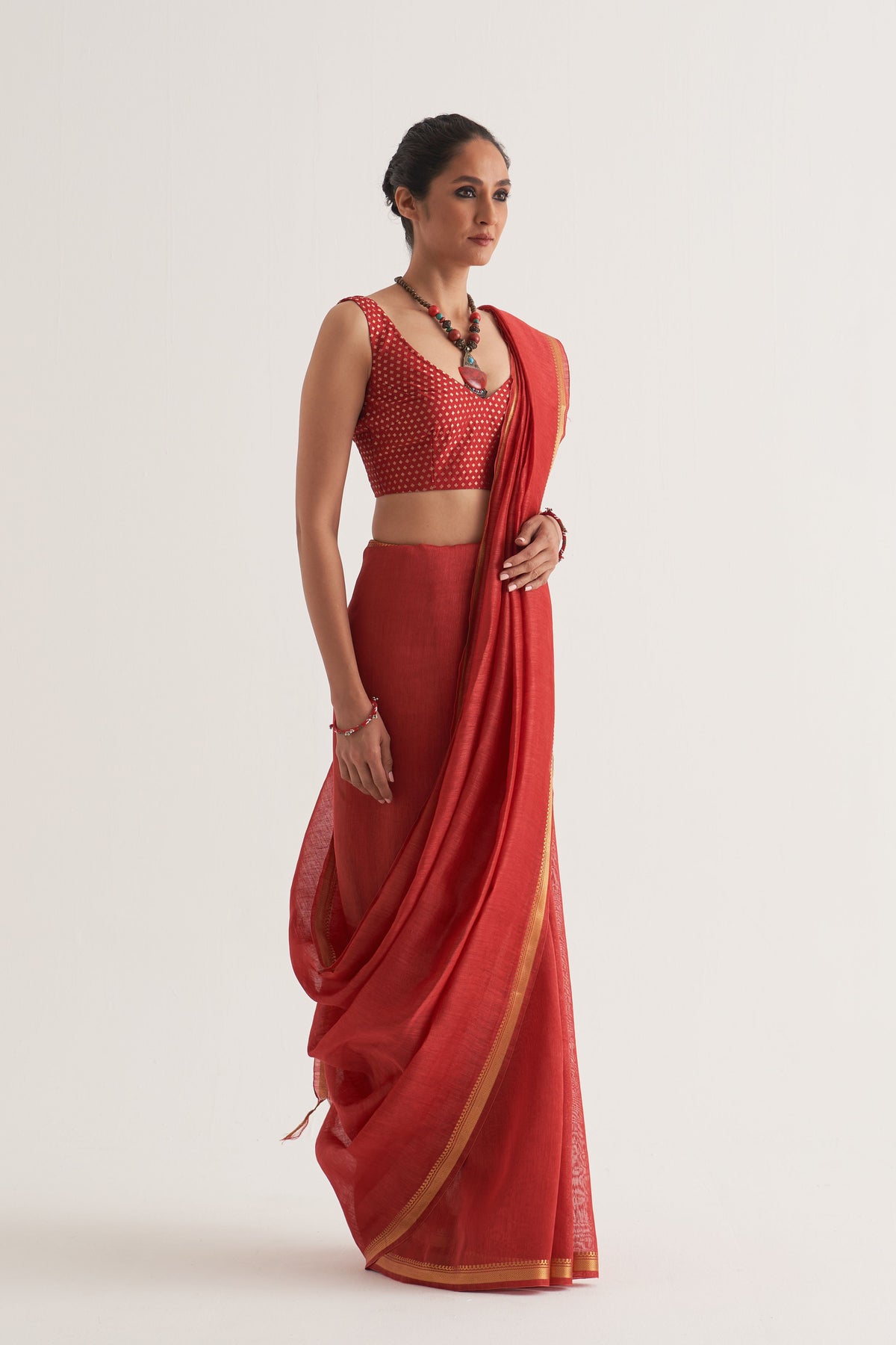 Paro Red Saree