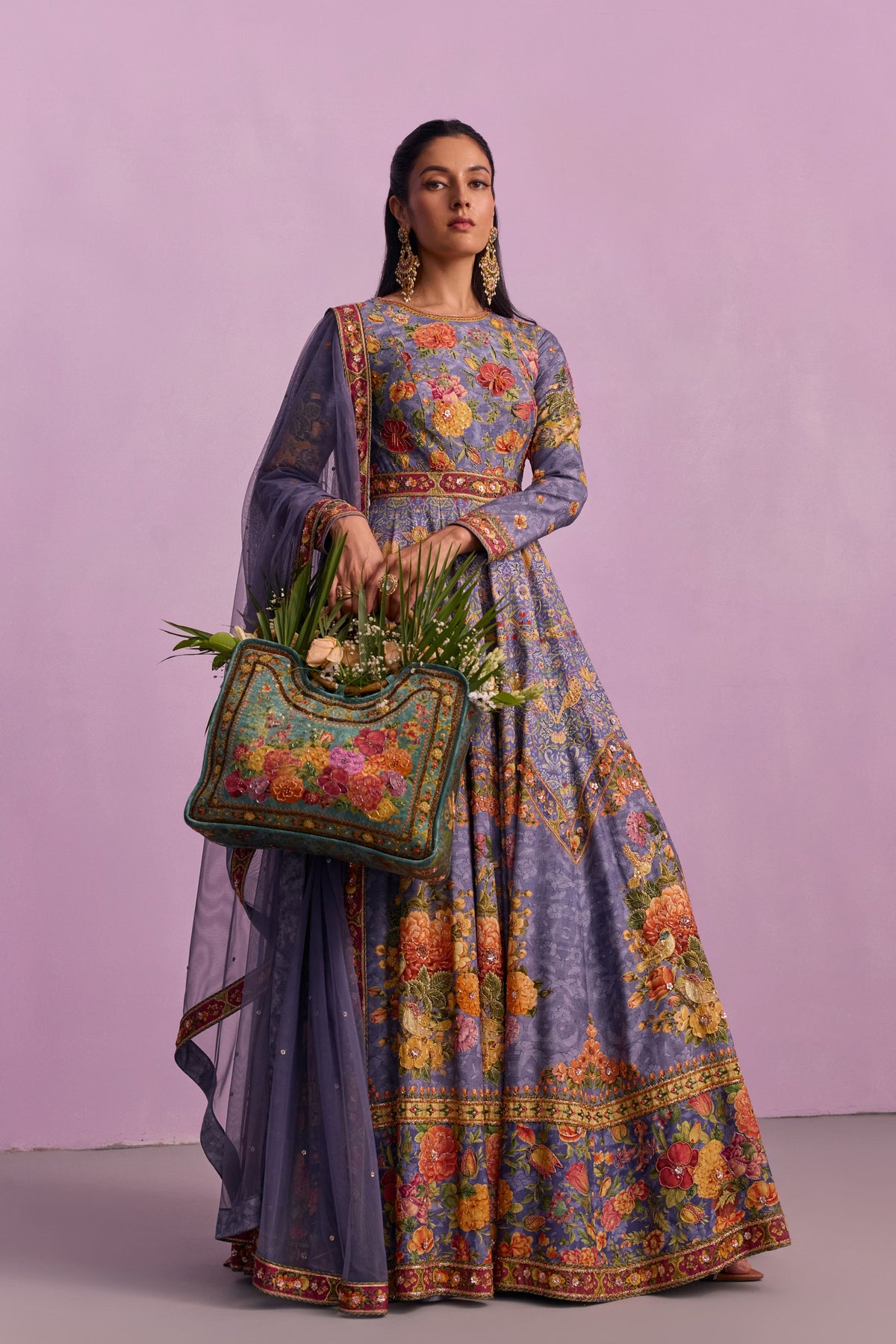 Purple Tahira Anarkali Set