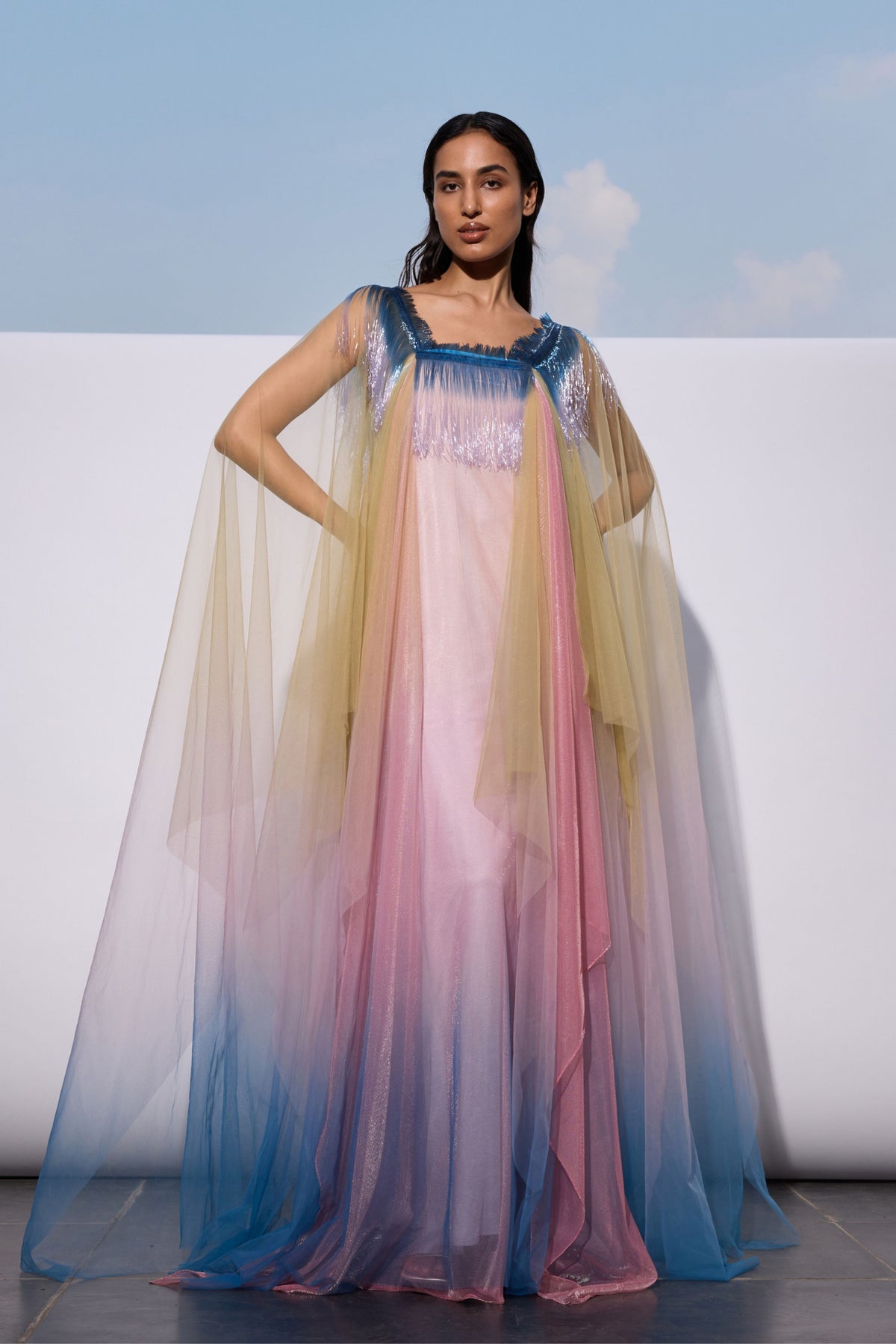 Glass Yoke Tulle Kaftan