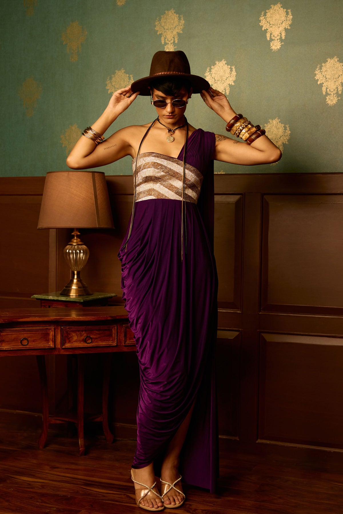 Fig Purple Drape Gown